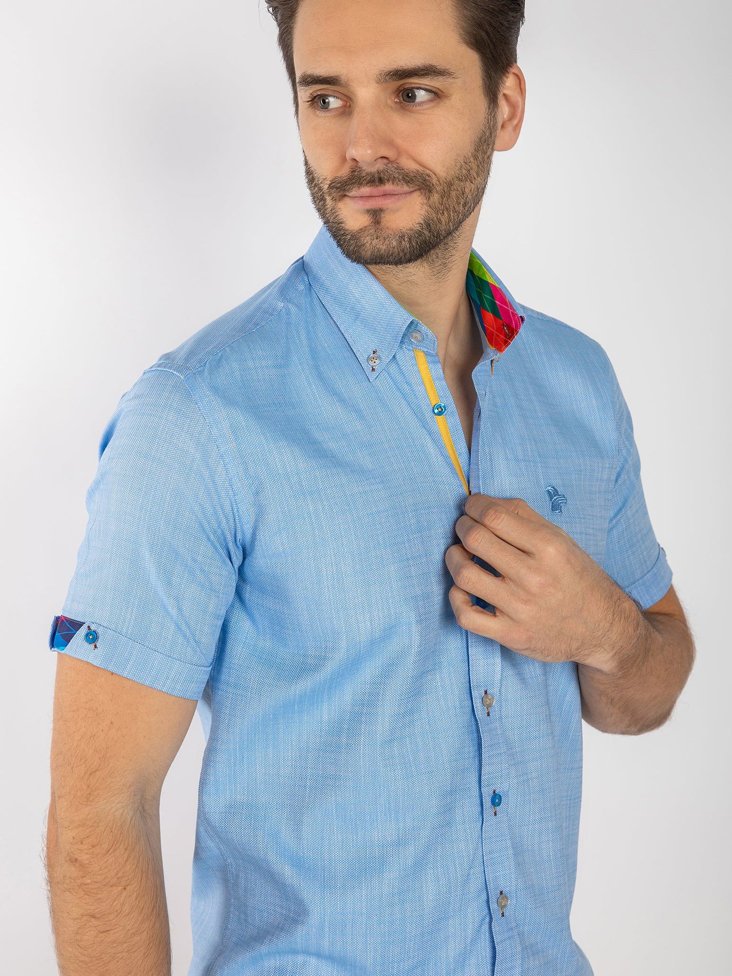 PASTEL TEXTURE SHORT SLEEVE SHIRT - Claudio Lugli Shirts