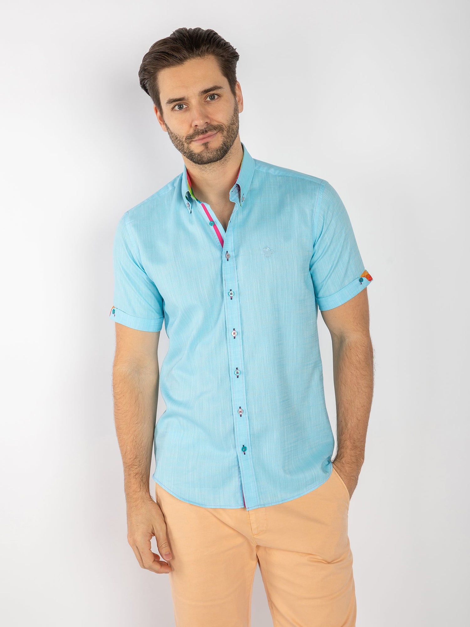 PASTEL TEXTURE SHORT SLEEVE SHIRT - Claudio Lugli Shirts