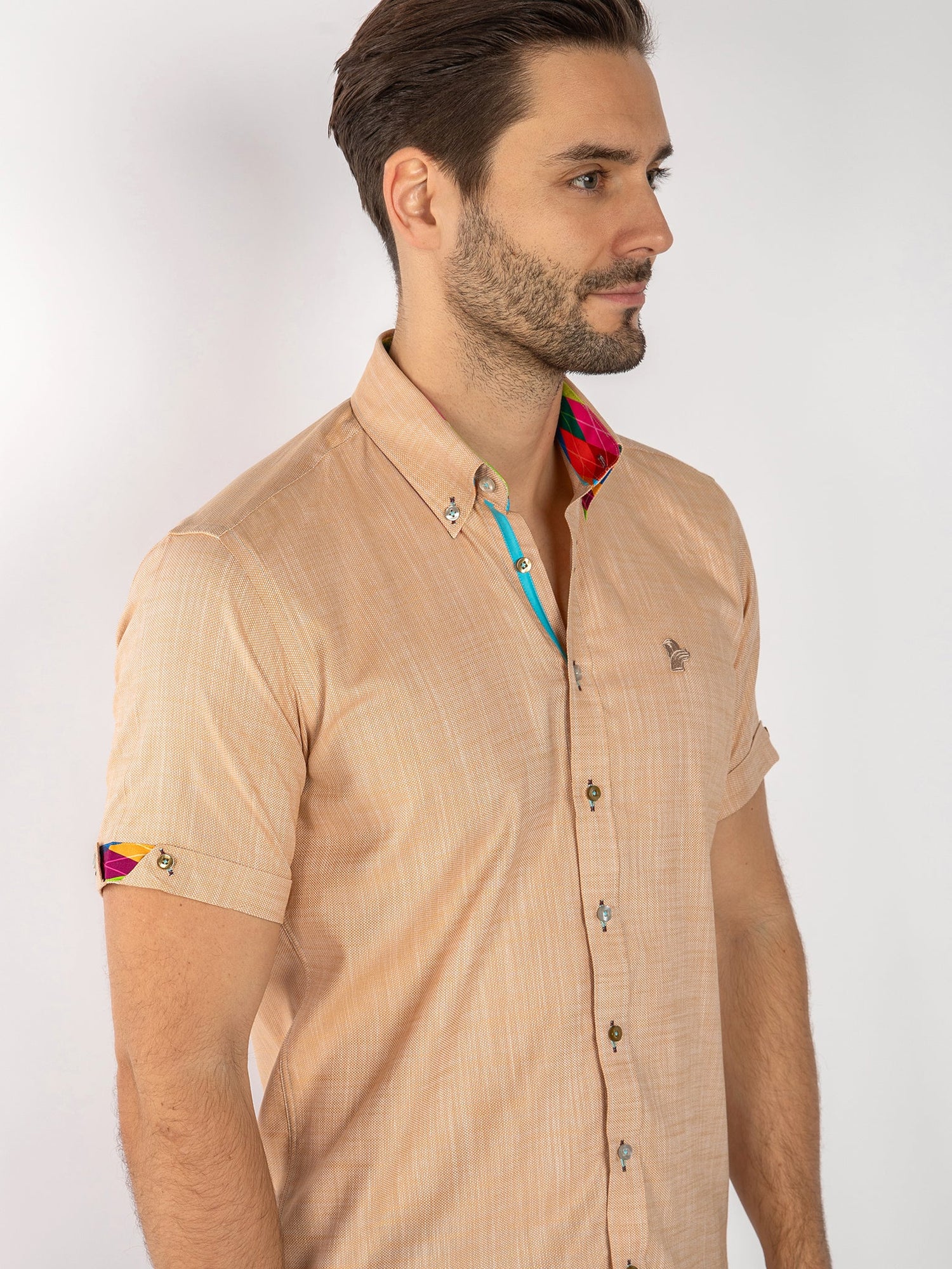 PASTEL TEXTURE SHORT SLEEVE SHIRT - Claudio Lugli Shirts