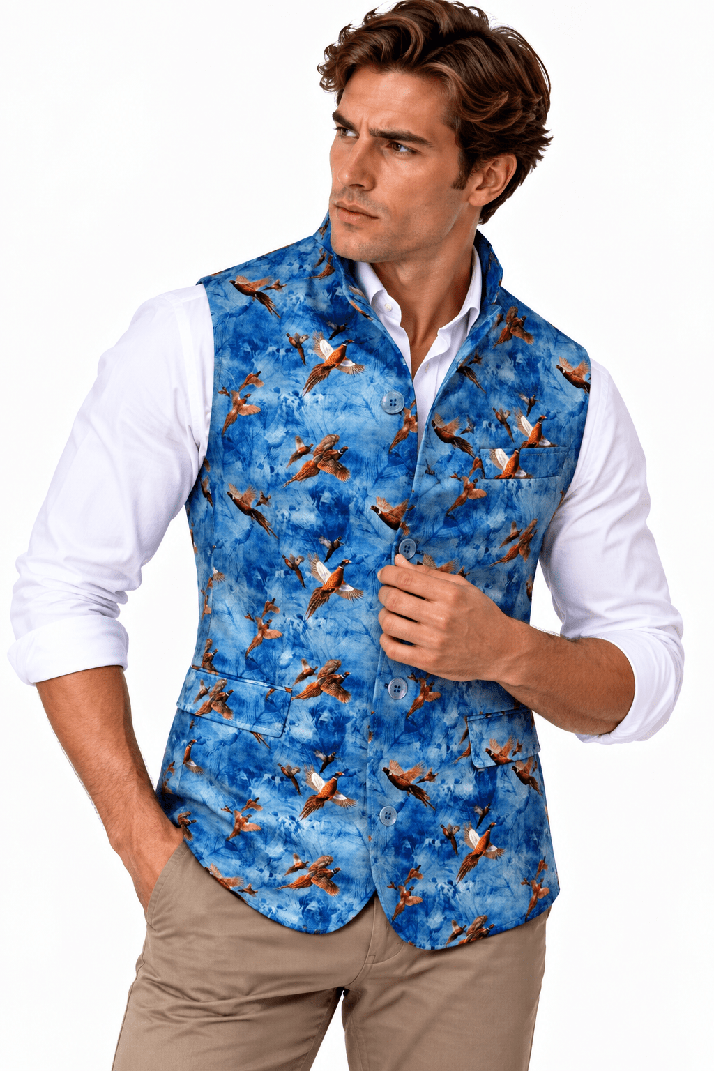 Pheasants in Flight Sleeveless Jacket - Claudio Lugli Shirts