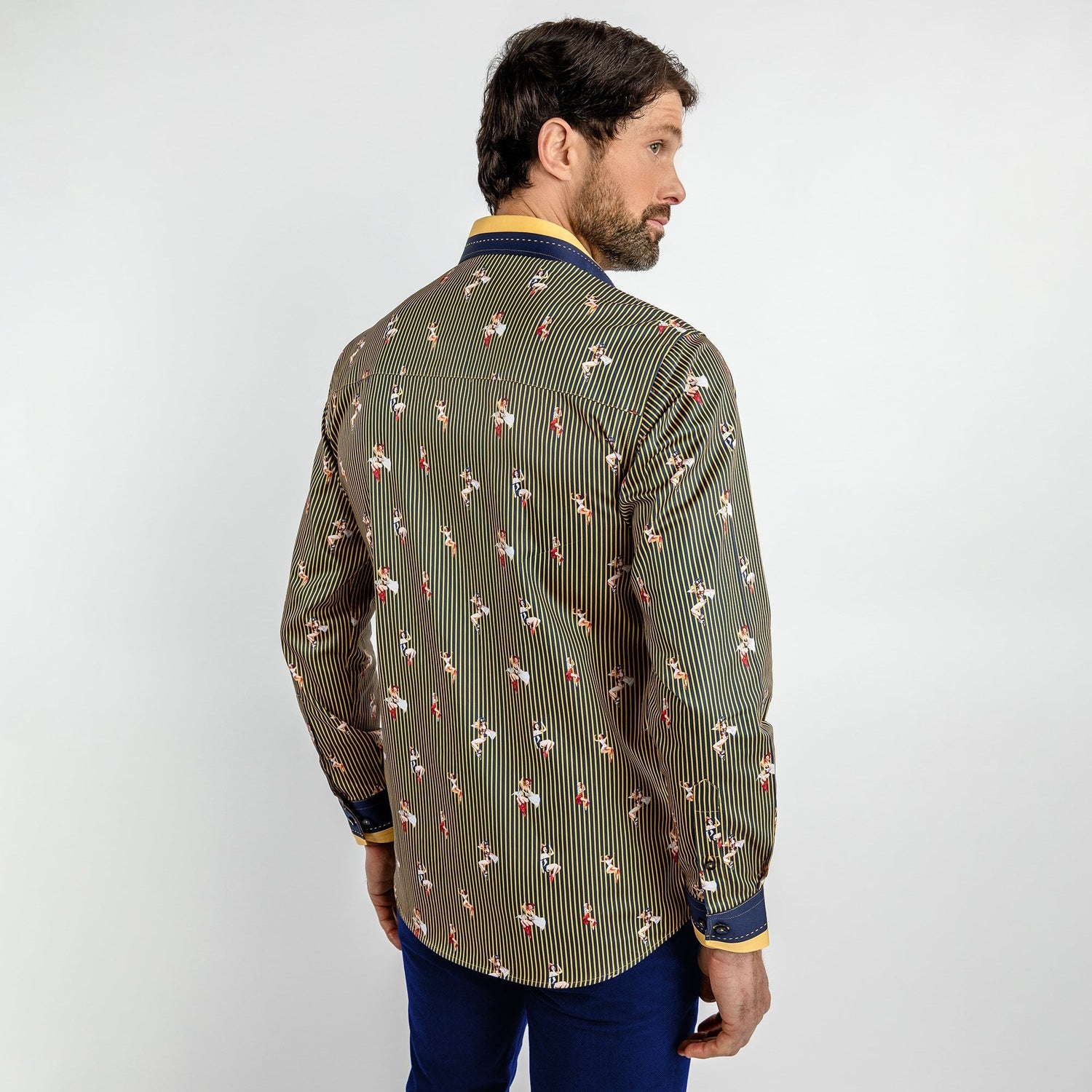 PIN UP GIRL FIREFIGHTER PRINT SHIRT - Premium Men's Patterned Shirt by Claudio Lugli | Bold Design, Tailored Fit, Best Printed Shirts