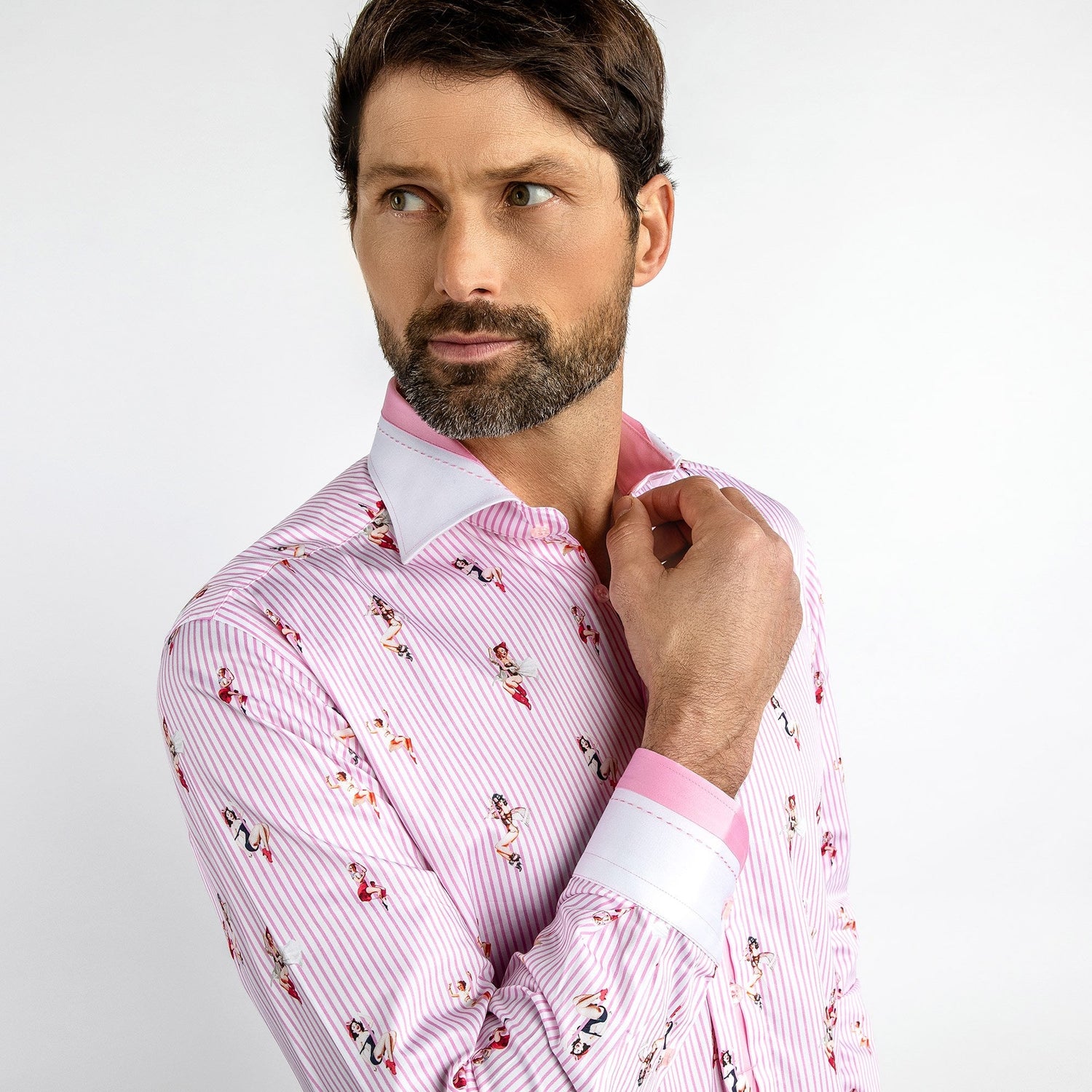 PIN UP GIRL FIREFIGHTER PRINT SHIRT - Premium Men's Patterned Shirt by Claudio Lugli | Bold Design, Tailored Fit, Best Printed Shirts