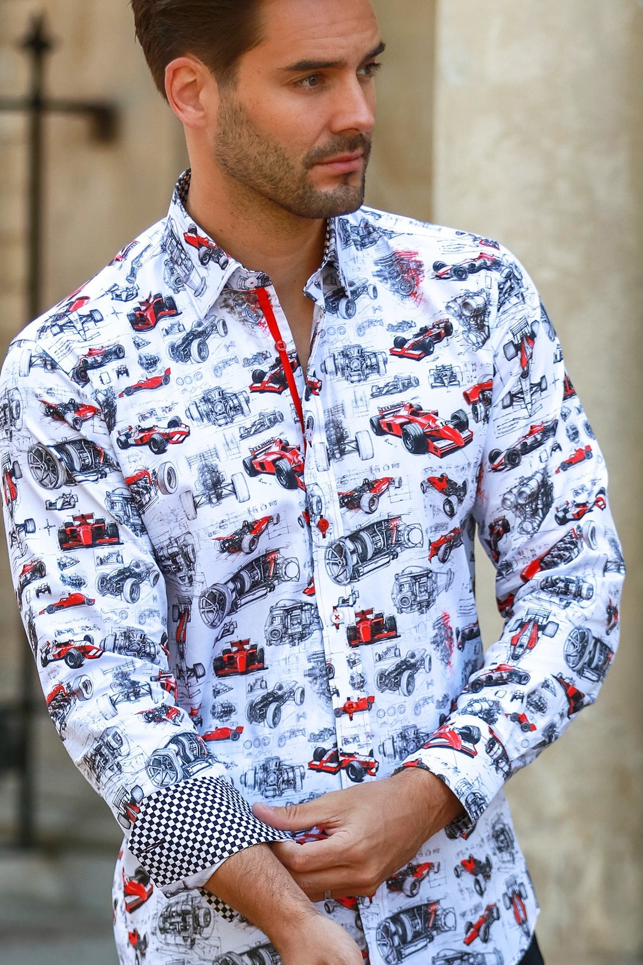 PIT LANE PROTO-TYPE F1 PRINT SHIRT – Premium Men's Patterned Shirt by Claudio Lugli | Bold Design, Tailored Fit, Best Printed Shirts