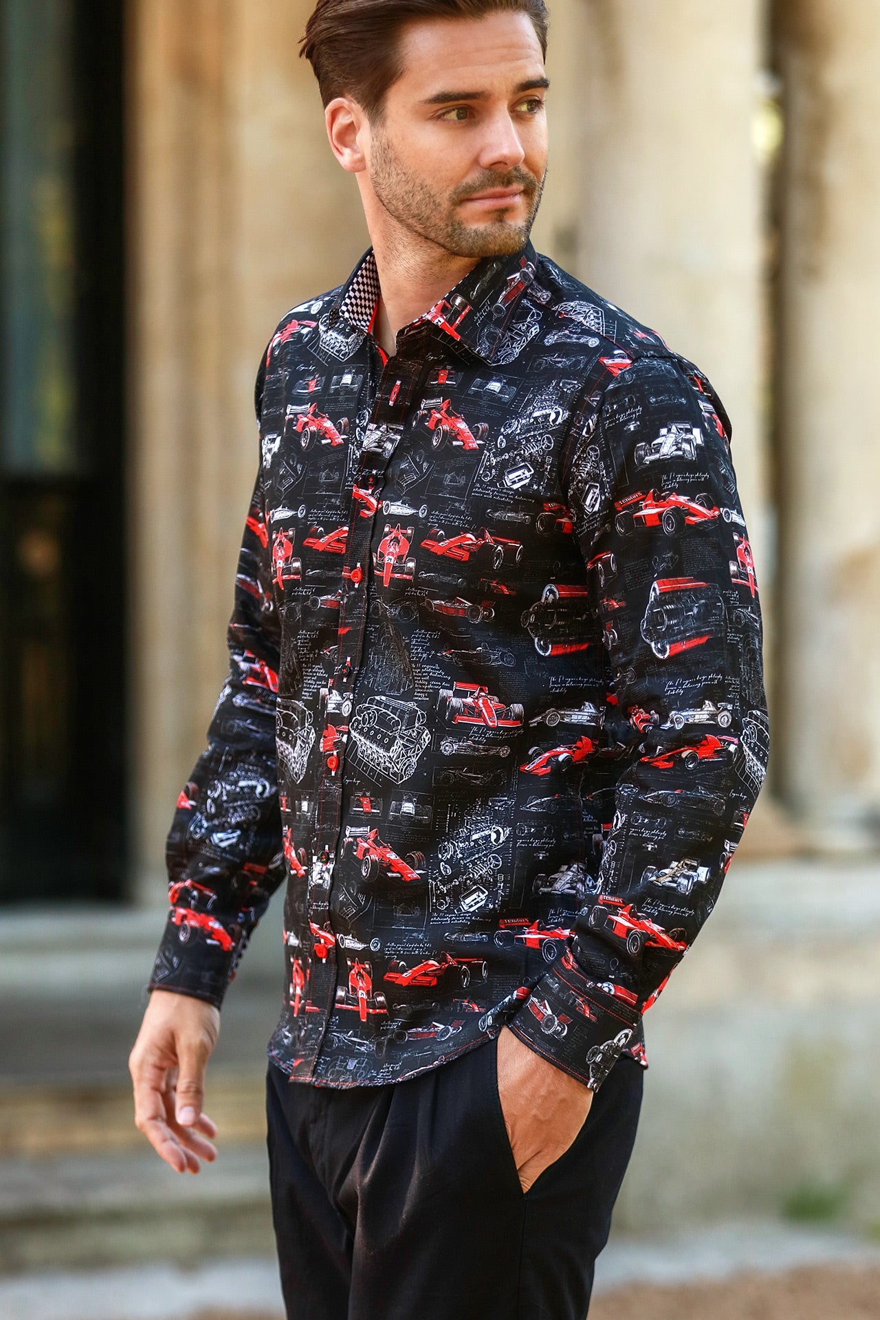 PIT LANE PROTO-TYPE F1 PRINT SHIRT – Premium Men's Patterned Shirt by Claudio Lugli | Bold Design, Tailored Fit, Best Printed Shirts