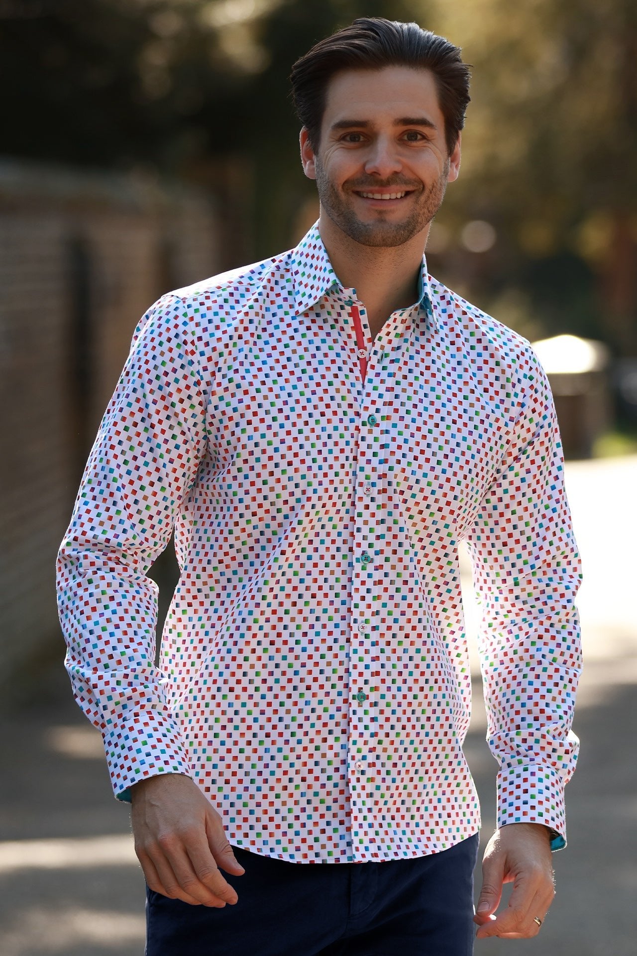 PIXEL MATRIX PRINT SHIRT – Premium Men's Patterned Shirt by Claudio Lugli | Bold Design, Tailored Fit, Best Printed Shirts