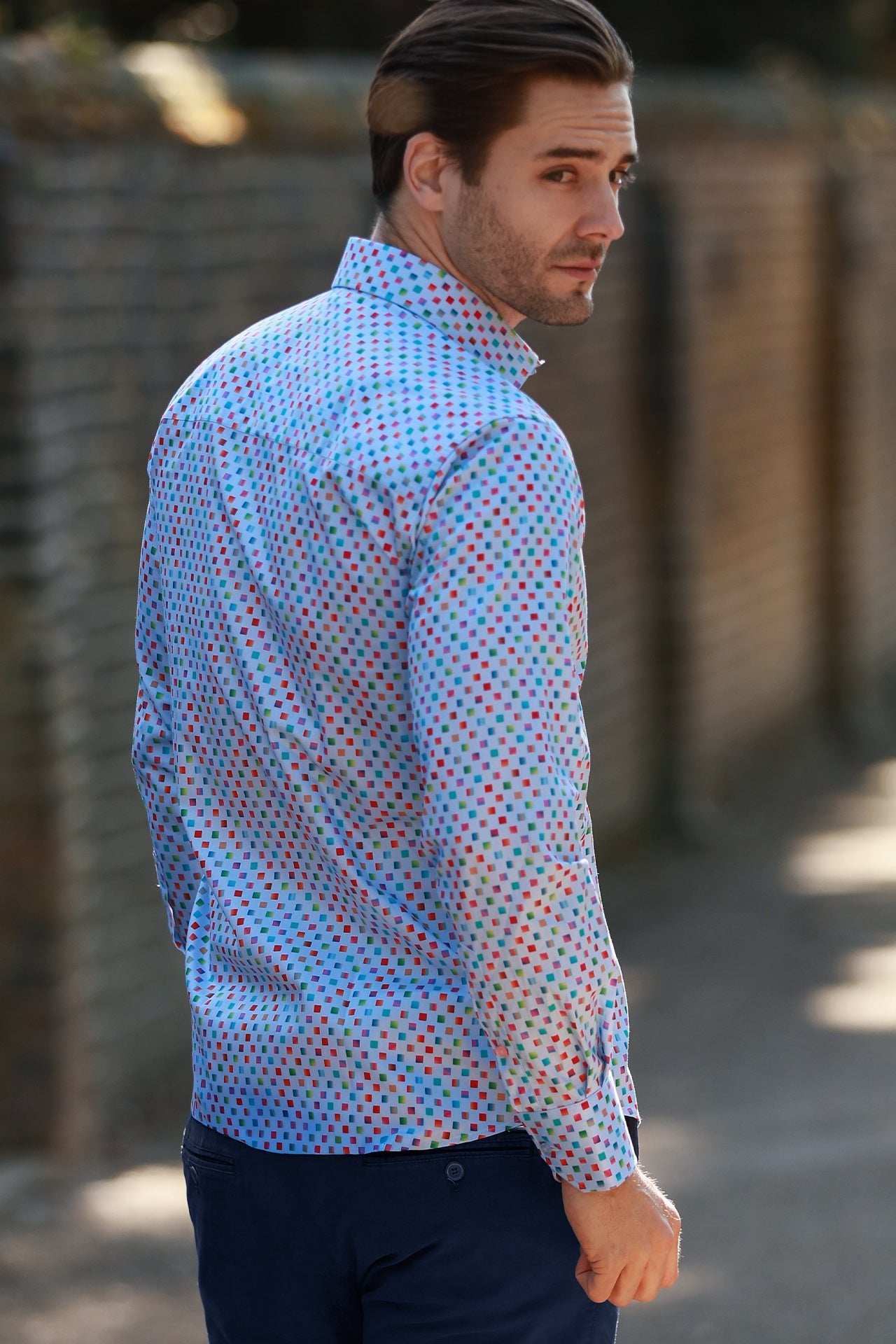 PIXEL MATRIX PRINT SHIRT – Premium Men's Patterned Shirt by Claudio Lugli | Bold Design, Tailored Fit, Best Printed Shirts