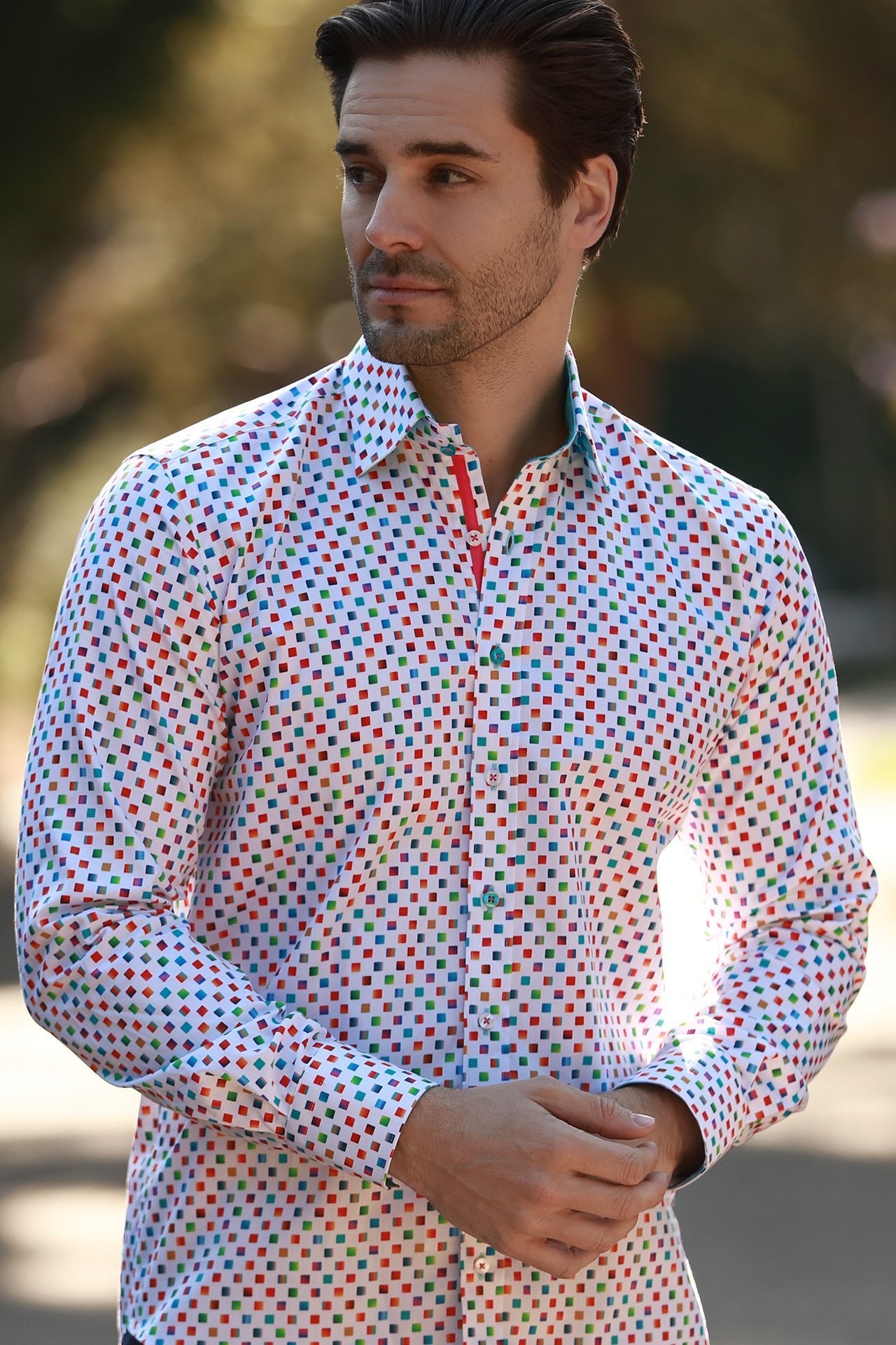 PIXEL MATRIX PRINT SHIRT – Premium Men's Patterned Shirt by Claudio Lugli | Bold Design, Tailored Fit, Best Printed Shirts