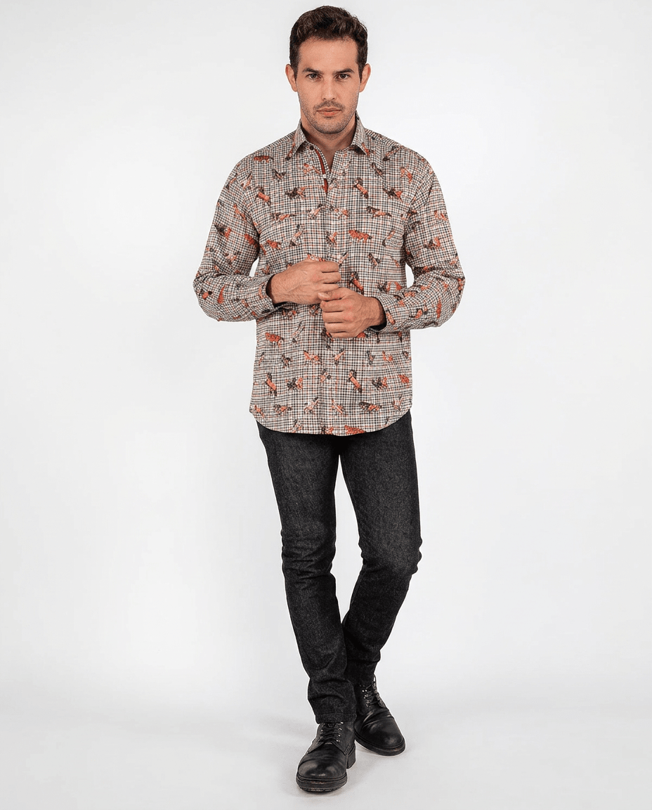 Plaid Houndstooth Mustang Print Shirt - Claudio Lugli Shirts