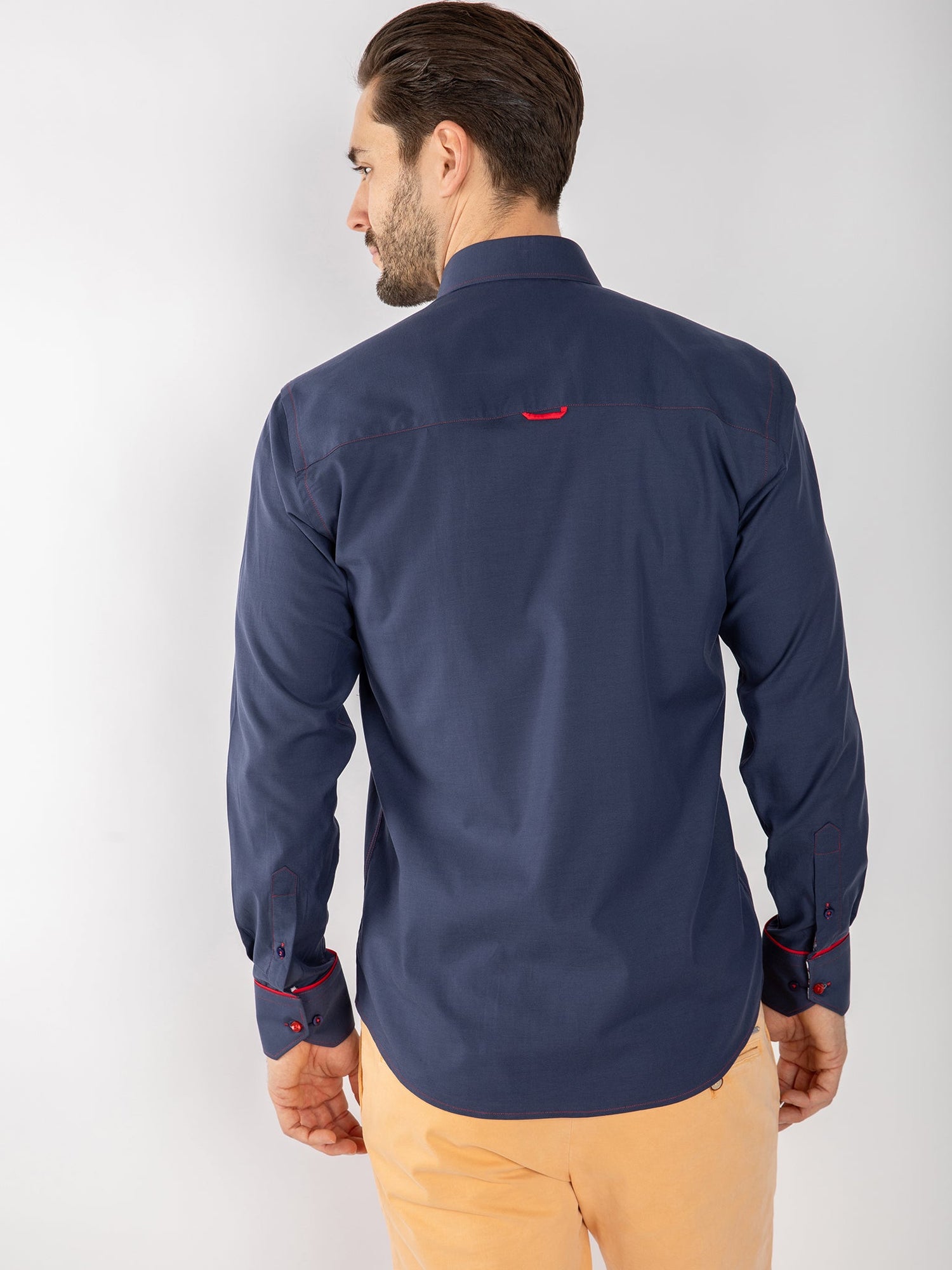 PLAIN TENCEL COTTON SHIRT WITH UNION JACK INSERT - Claudio Lugli Shirts