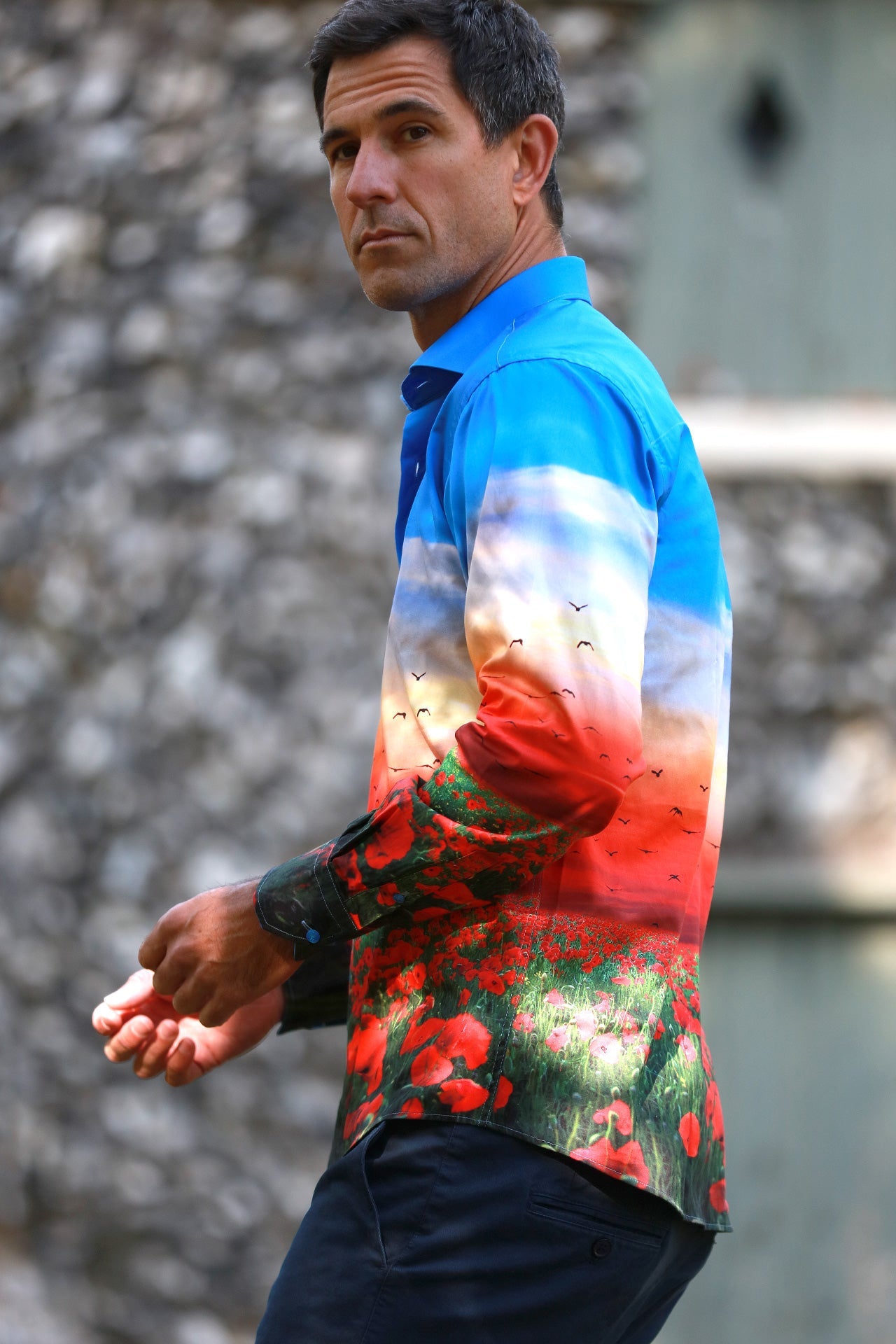 POPPY FIELD PLACEMENT PRINT SHIRT - Premium Men's Patterned Shirt by Claudio Lugli | Bold Design, Tailored Fit, Best Printed Shirts