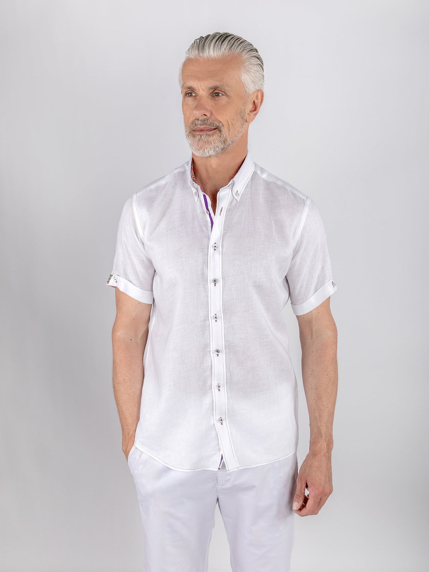 PURE LINEN SUMMER SHORT SLEEVE SHIRT - Claudio Lugli Shirts