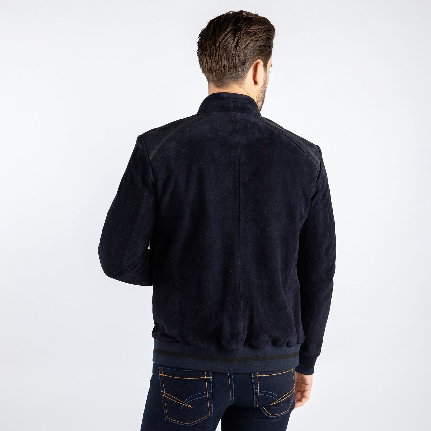 RACER SUEDE BOMBER JACKET - Premium Men's Patterned Shirt by Claudio Lugli | Bold Design, Tailored Fit, Best Printed Shirts