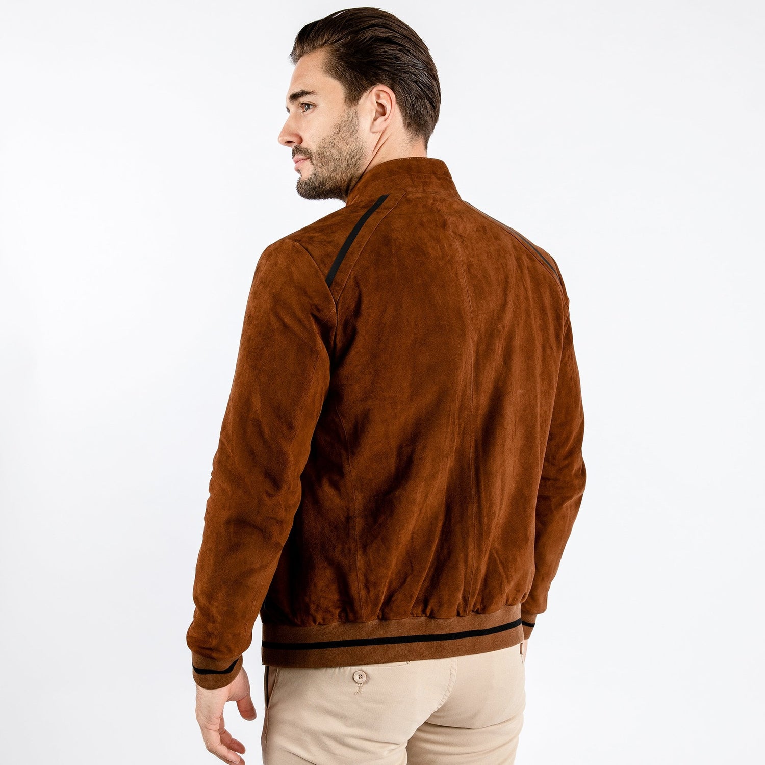 RACER SUEDE BOMBER JACKET - Premium Men's Patterned Shirt by Claudio Lugli | Bold Design, Tailored Fit, Best Printed Shirts