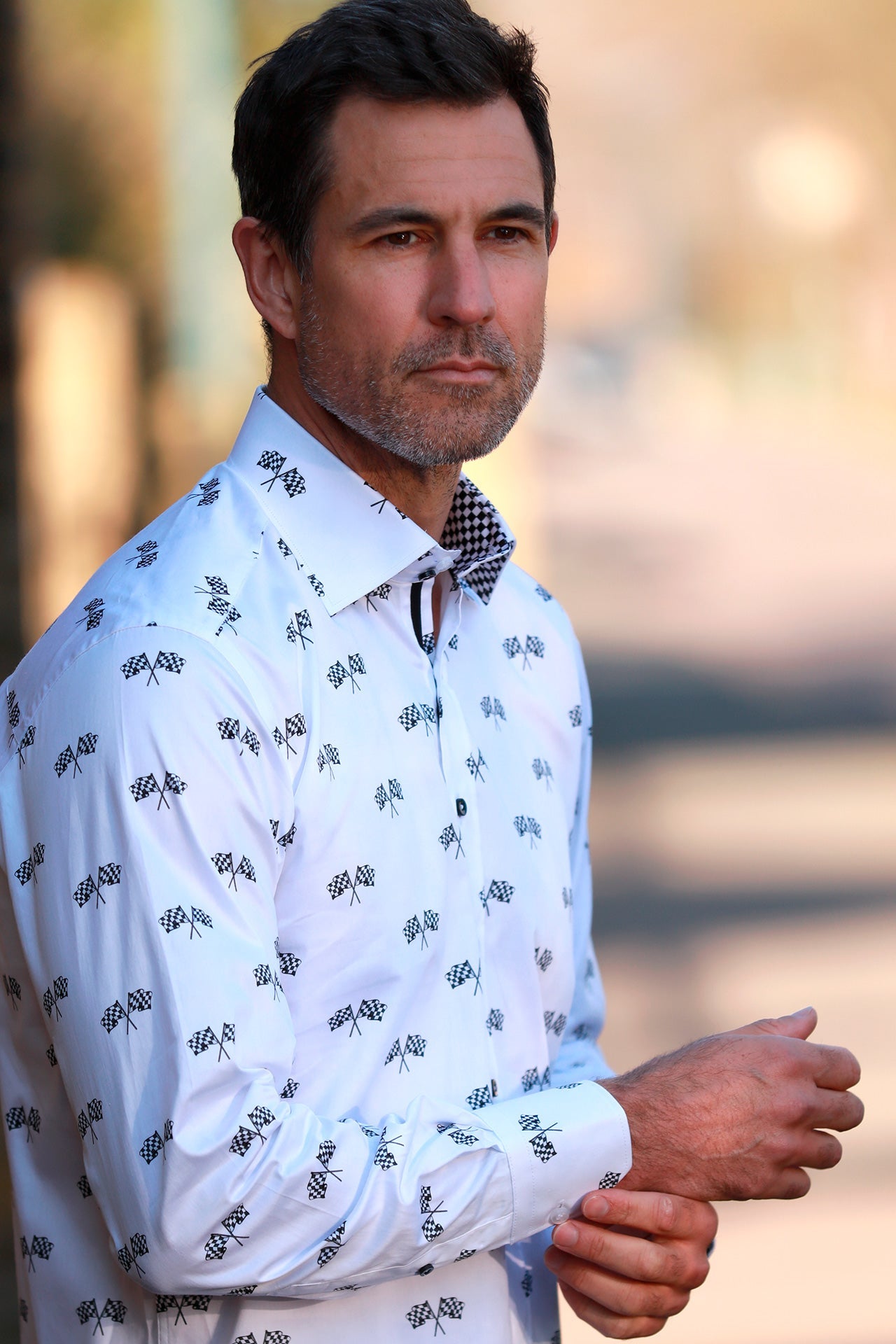 RACING FLAG MOTORSPORT PRINT SHIRT – Premium Men's Patterned Shirt by Claudio Lugli | Bold Design, Tailored Fit, Best Printed Shirts