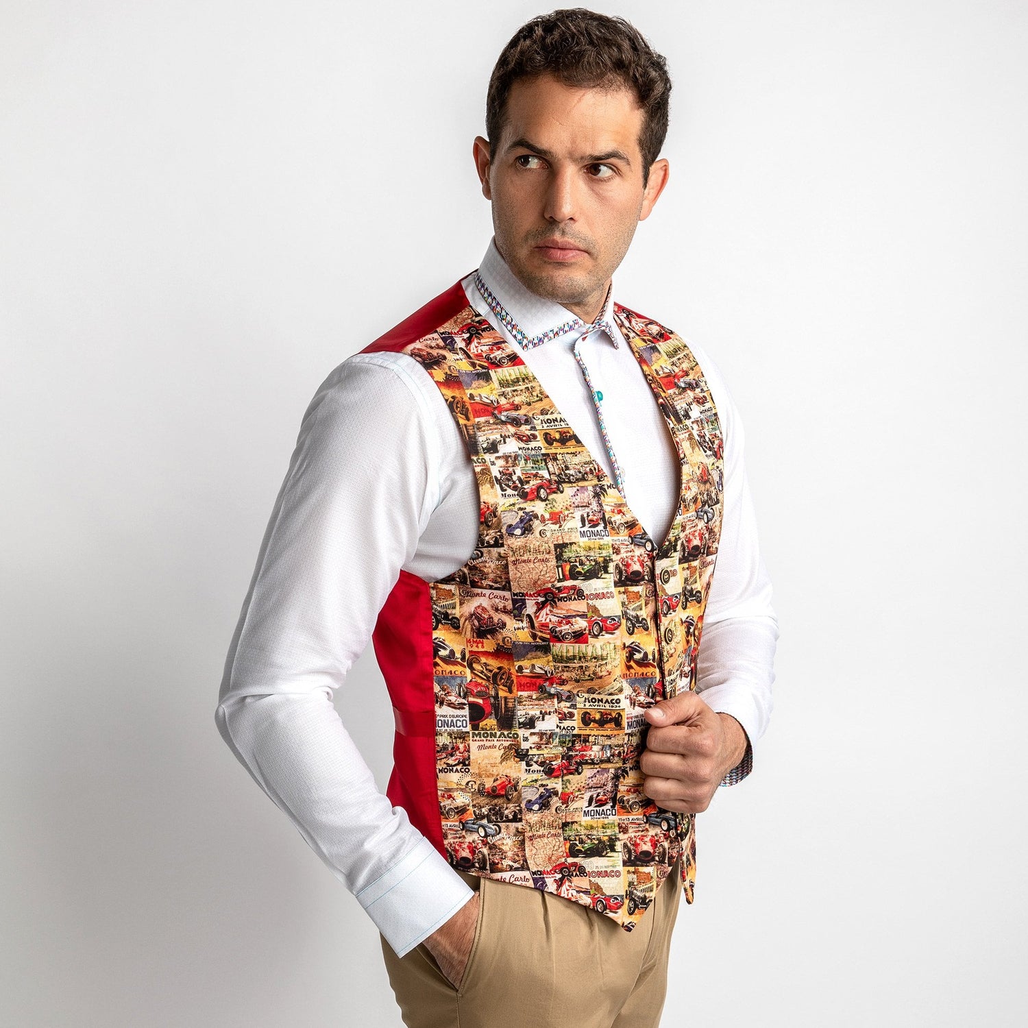 RACING RENAISSANCE VINTAGE PRINTED WAISTCOAT – Premium Men's Patterned Shirt by Claudio Lugli | Bold Design, Tailored Fit, Best Printed Shirts