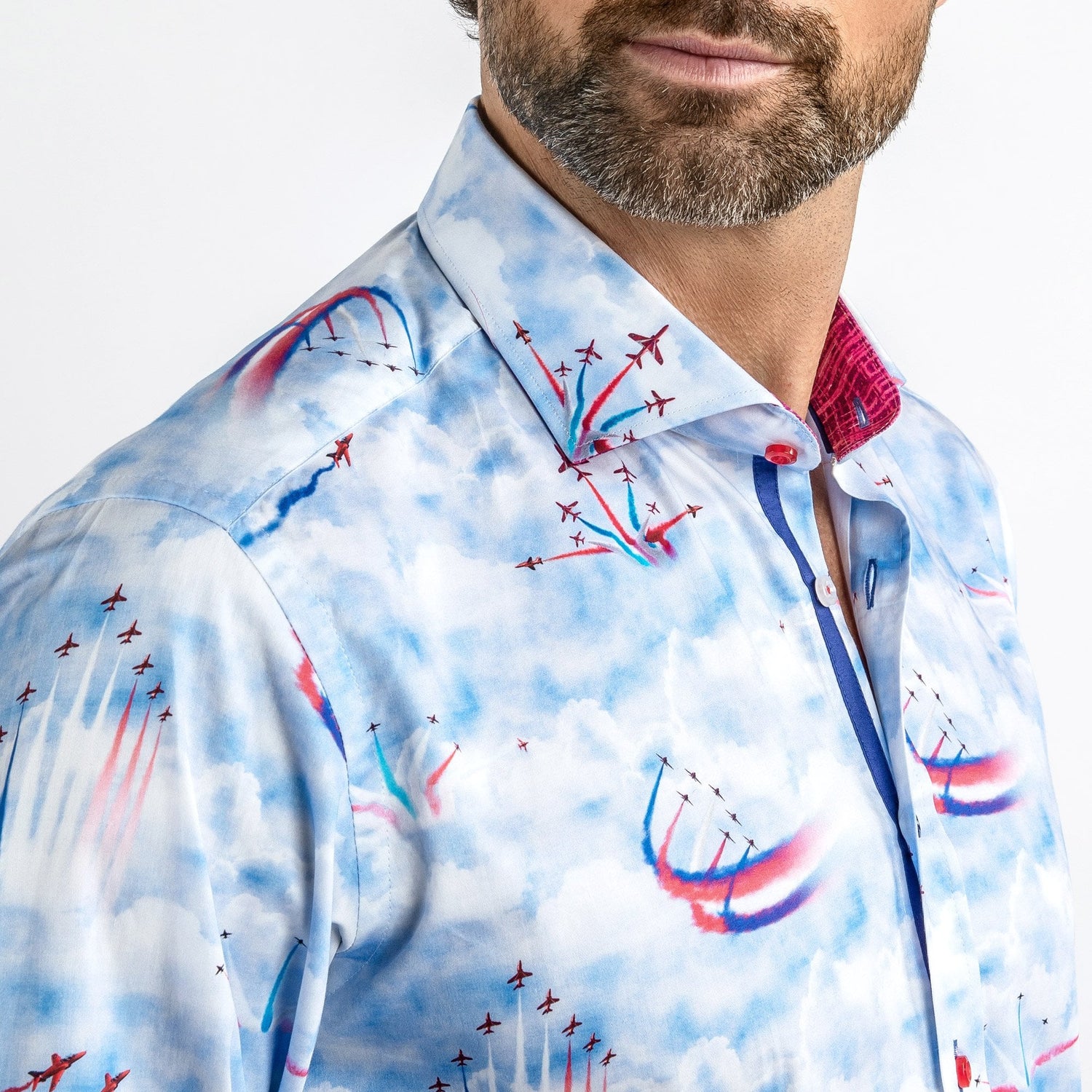 RED ARROW PLANES PRINT SHIRT – Premium Men's Patterned Shirt by Claudio Lugli | Bold Design, Tailored Fit, Best Printed Shirts