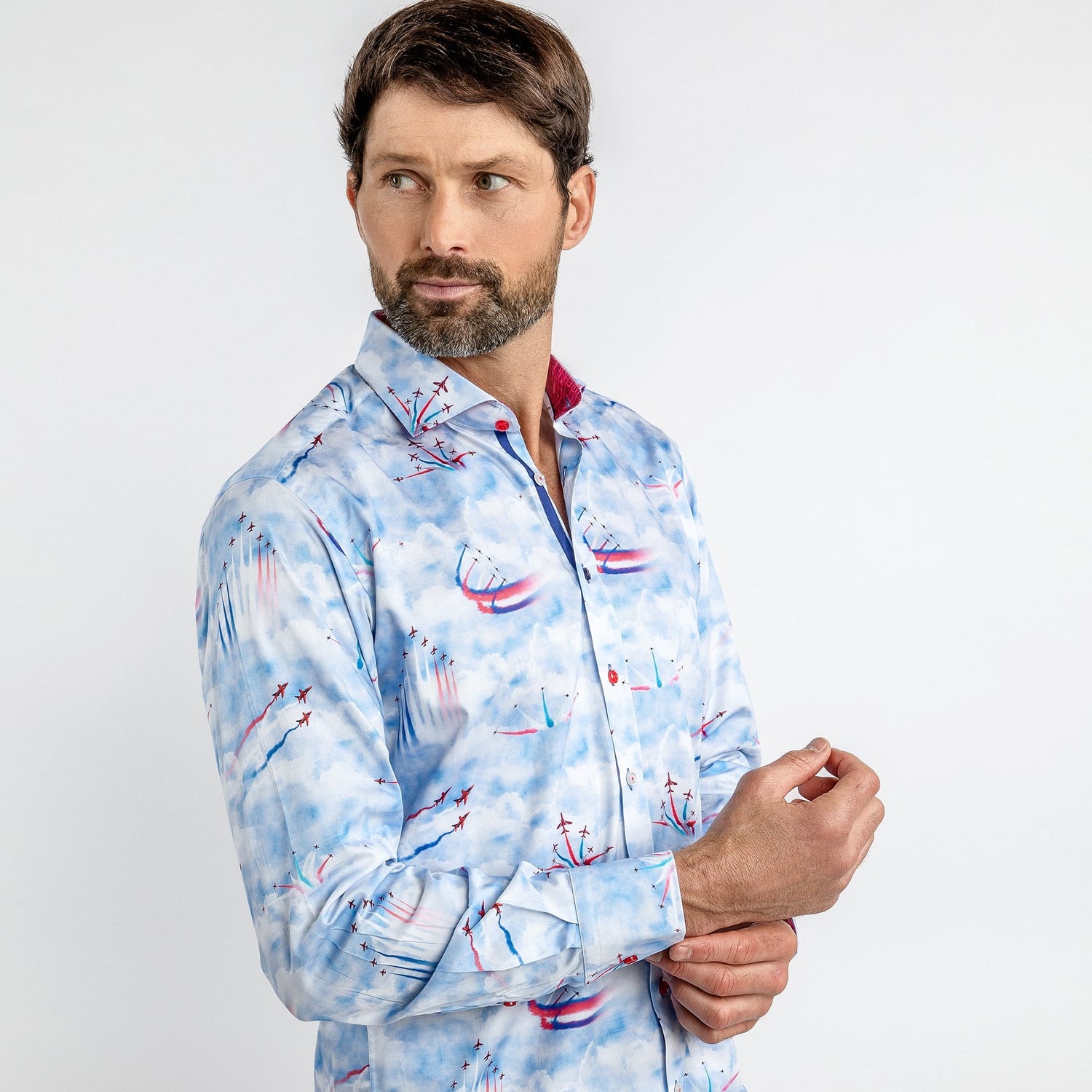 RED ARROW PLANES PRINT SHIRT – Premium Men's Patterned Shirt by Claudio Lugli | Bold Design, Tailored Fit, Best Printed Shirts