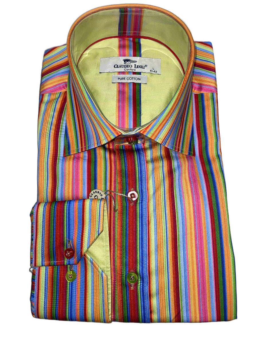 Red Stripe Print Shirt - Claudio Lugli Shirts