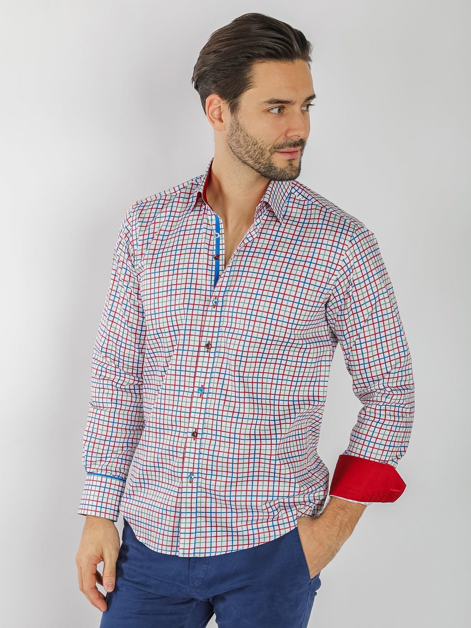 RED, WHITE, BLUE & GREEN CHECK - Claudio Lugli Shirts