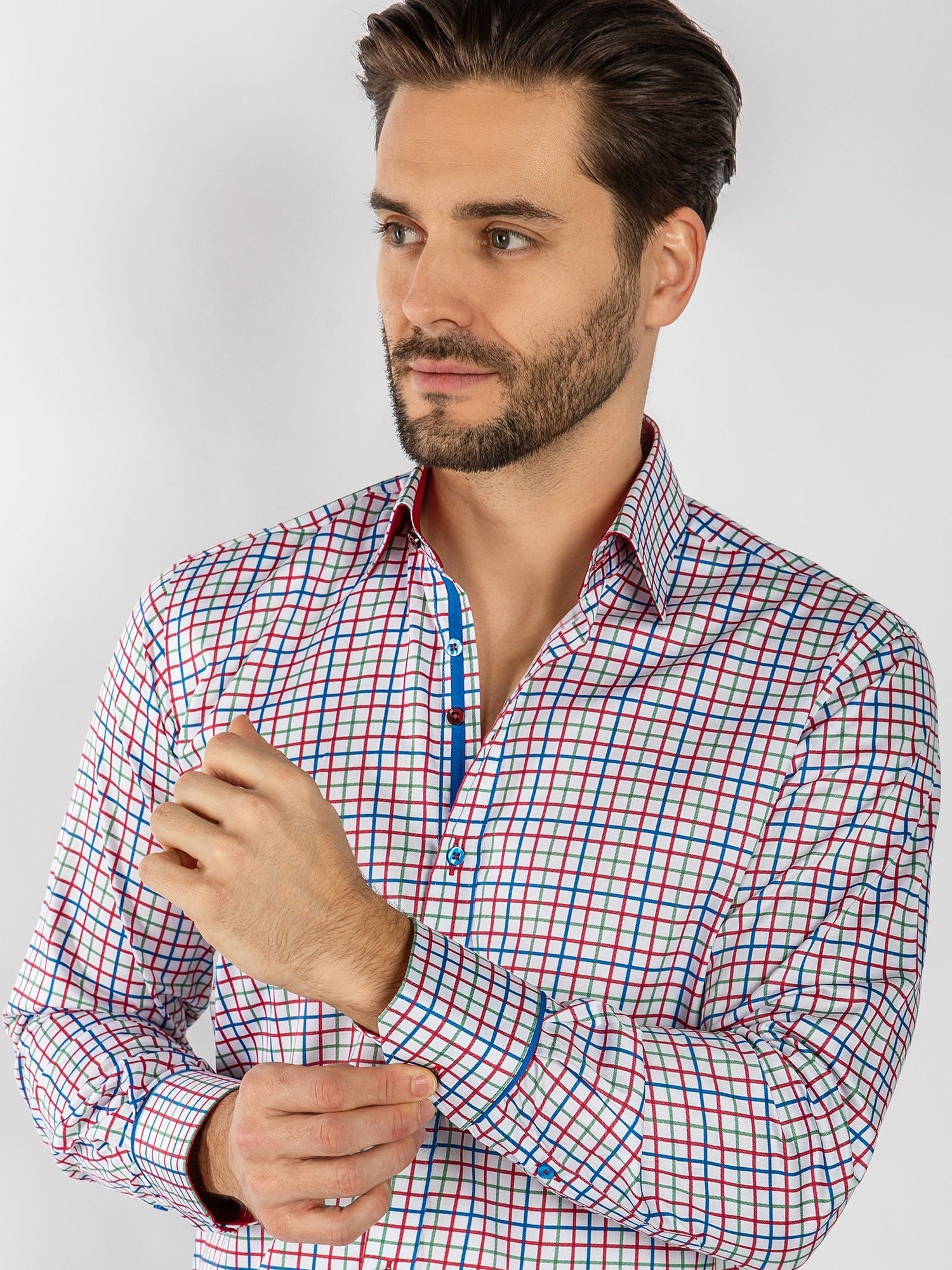 RED, WHITE, BLUE & GREEN CHECK - Claudio Lugli Shirts