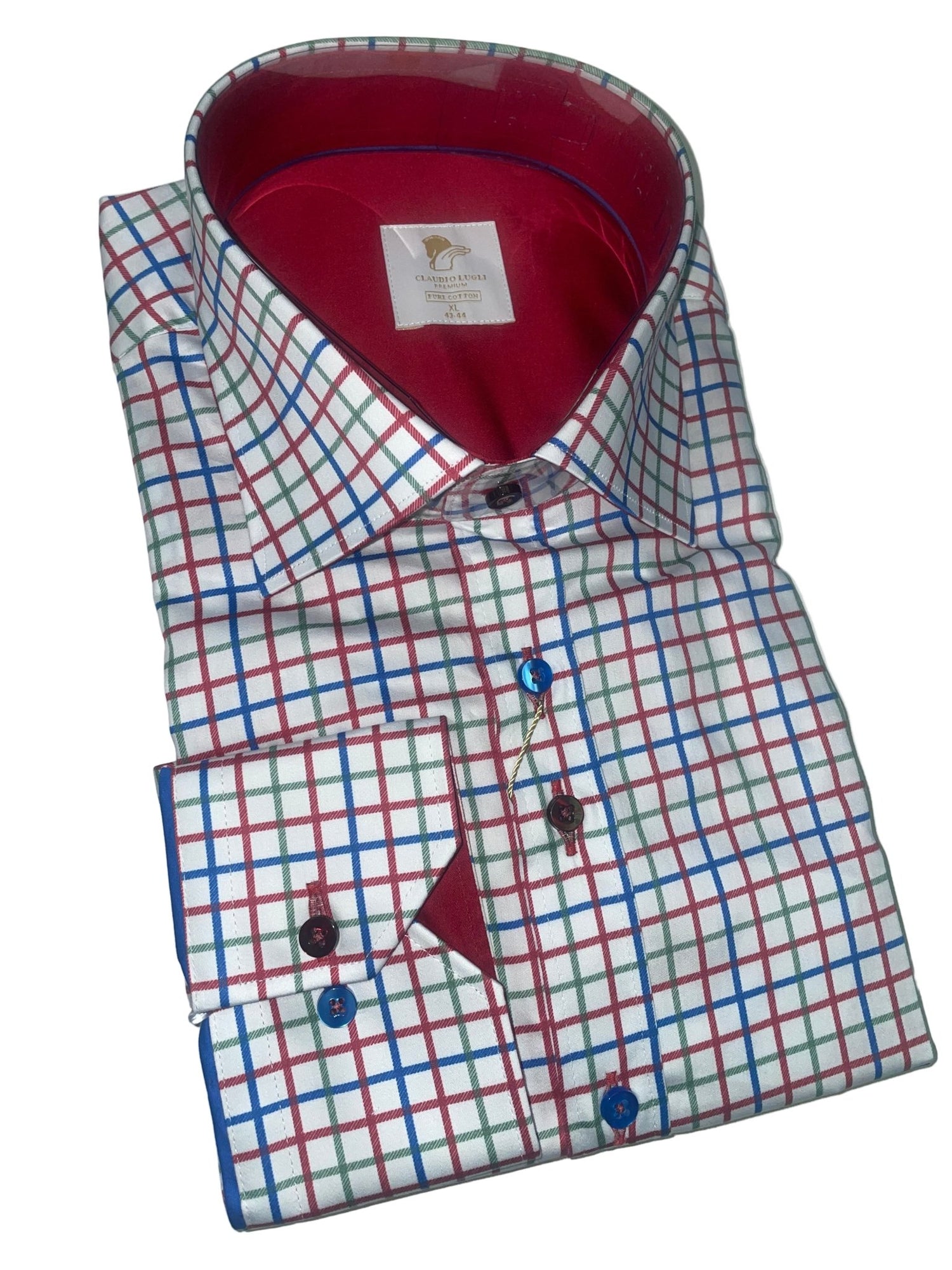 RED, WHITE, BLUE & GREEN CHECK - Claudio Lugli Shirts