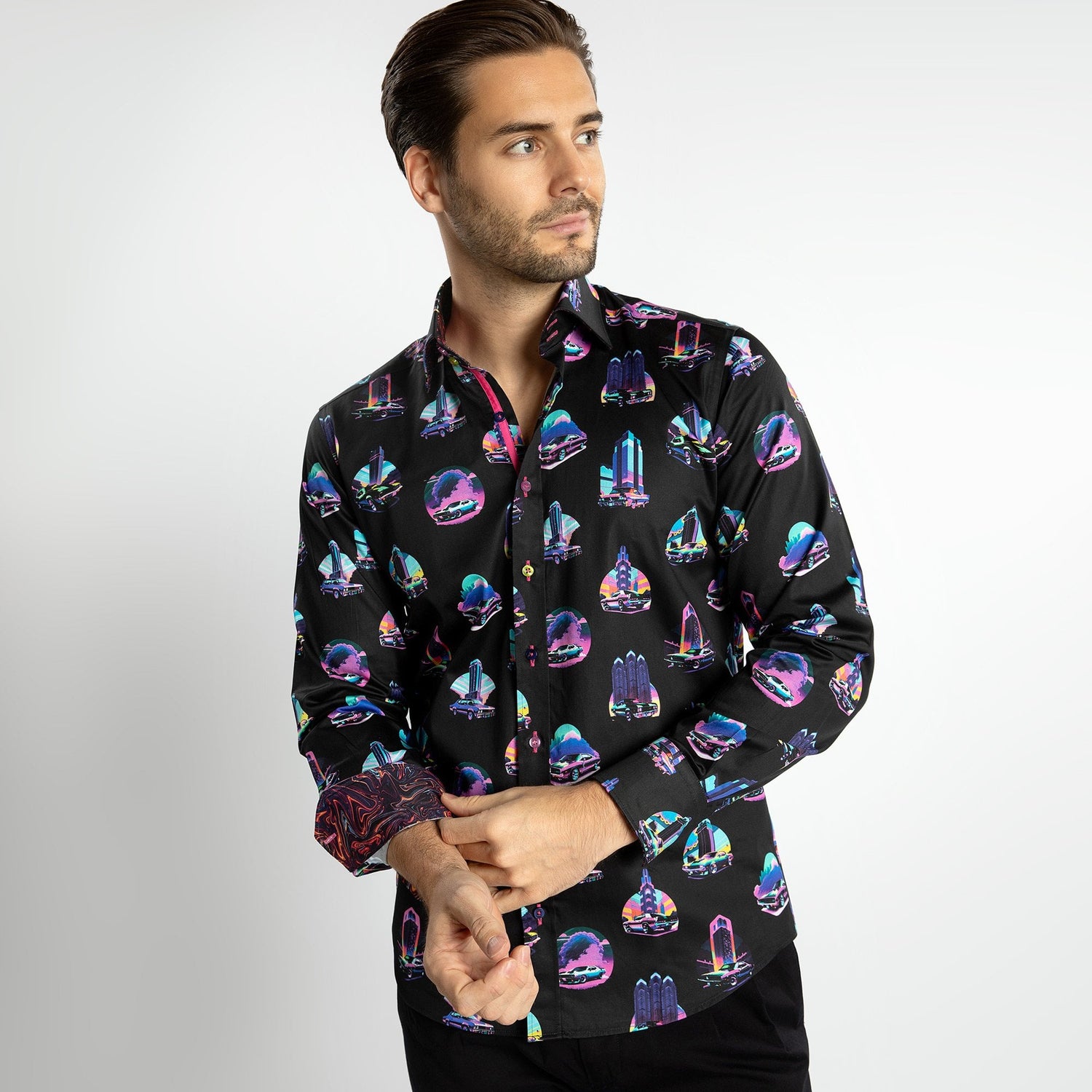 RETRO CAR MEN PRINT SHIRT - Premium Men's Patterned Shirt by Claudio Lugli | Bold Design, Tailored Fit, Best Printed Shirts