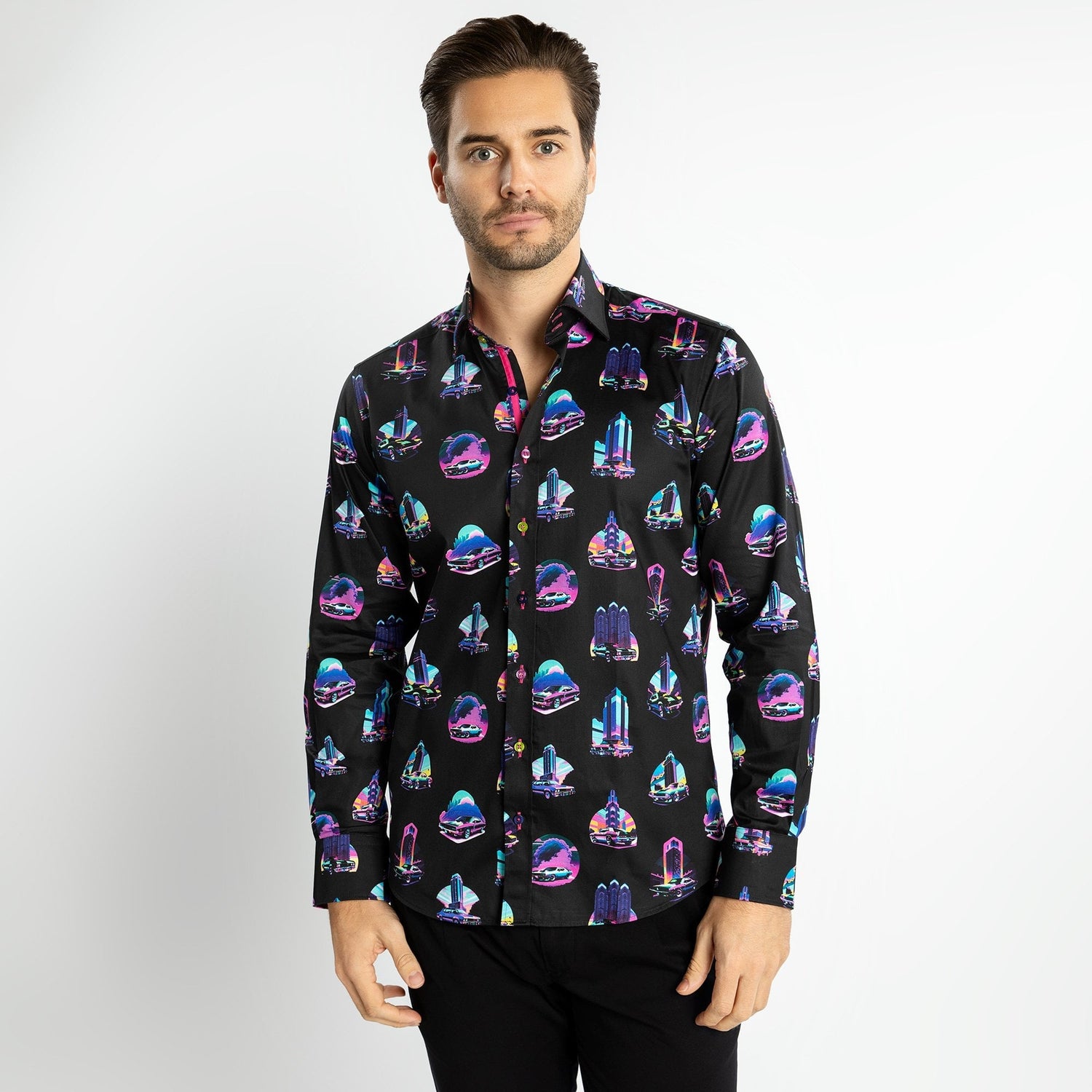 RETRO CAR MEN PRINT SHIRT - Premium Men's Patterned Shirt by Claudio Lugli | Bold Design, Tailored Fit, Best Printed Shirts