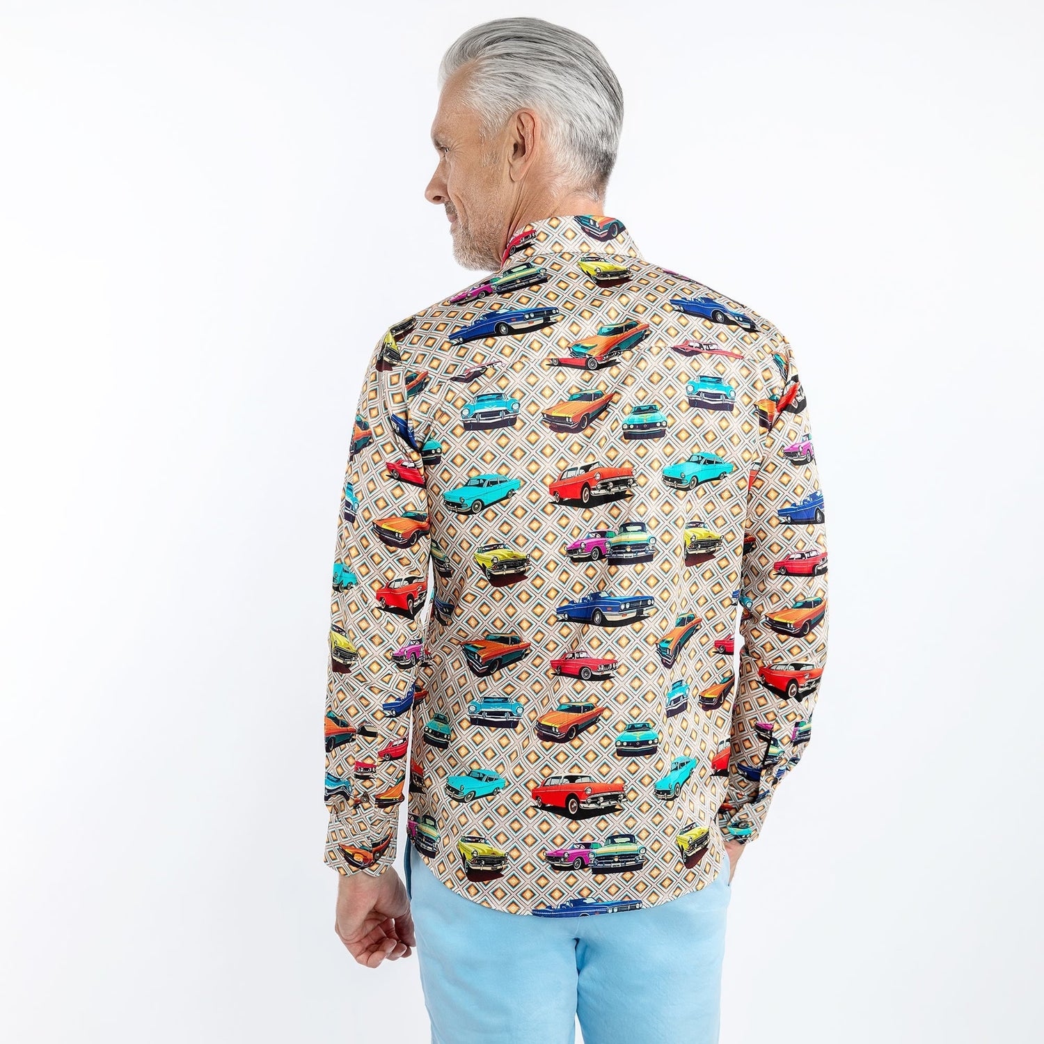 RETRO CLASSIC CARS PRINT SHIRT - Premium Men's Patterned Shirt by Claudio Lugli | Bold Design, Tailored Fit, Best Printed Shirts