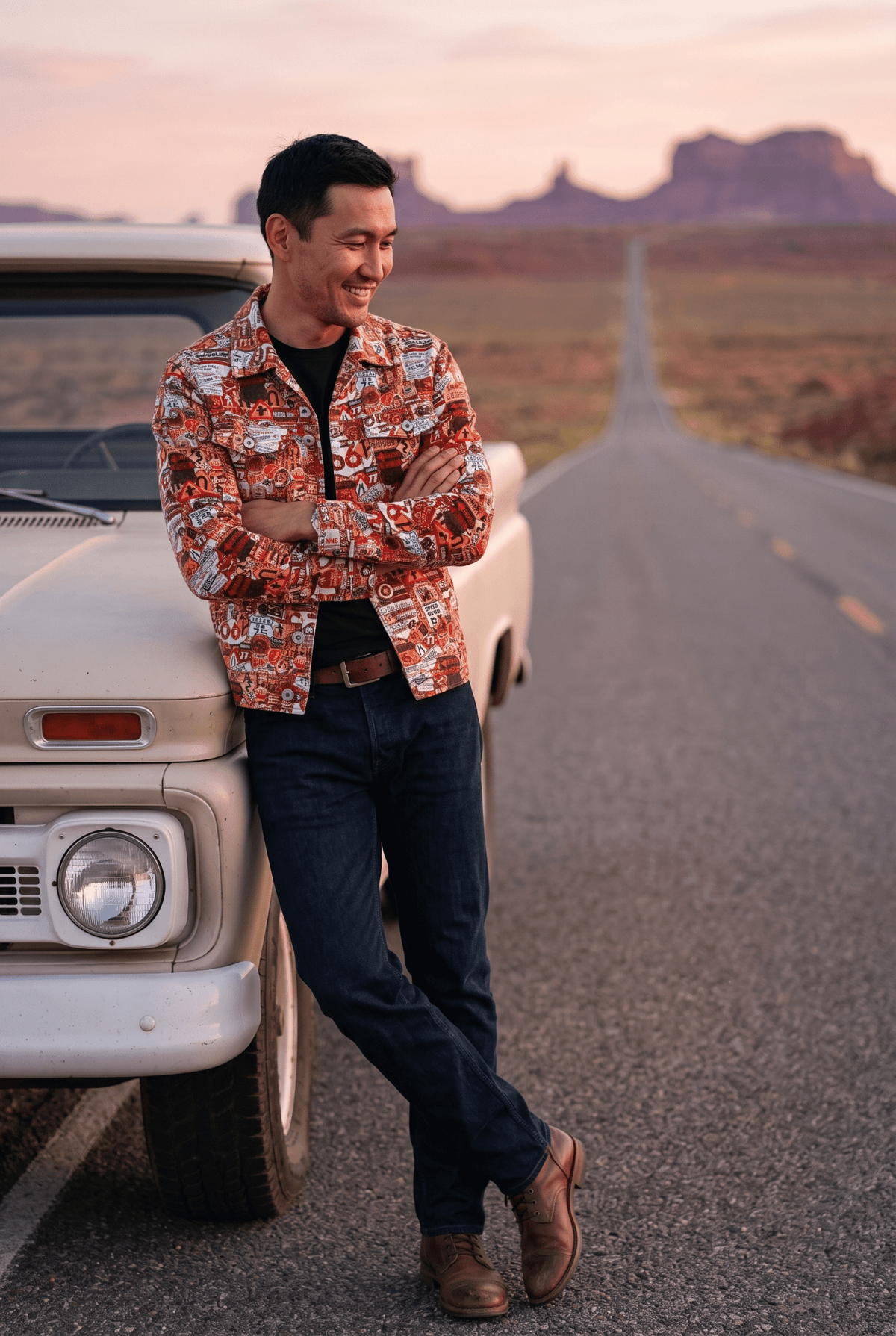 Road Signs Print Denim Cotton Shacket - Claudio Lugli Shirts