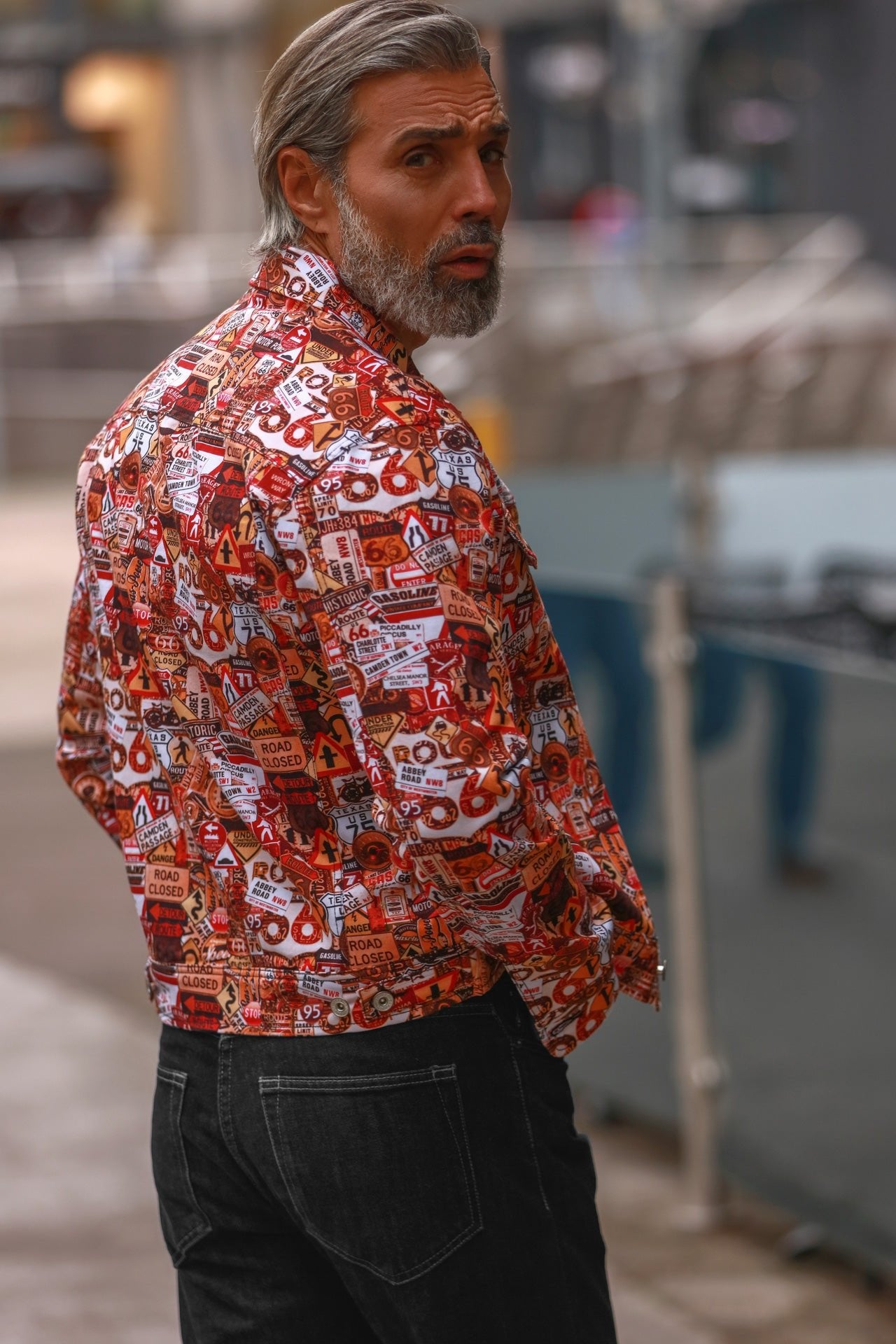 ROAD SIGNS PRINT SHACKET - Premium Men's Patterned Shirt by Claudio Lugli | Bold Design, Tailored Fit, Best Printed Shirts