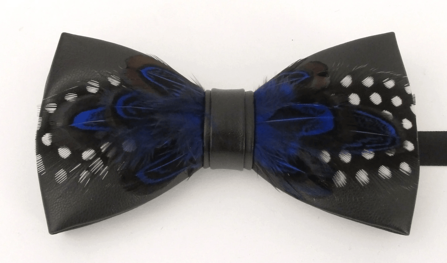 Royal With White Dots Feather Bow Tie & Lapel Pin Set - Claudio Lugli Shirts