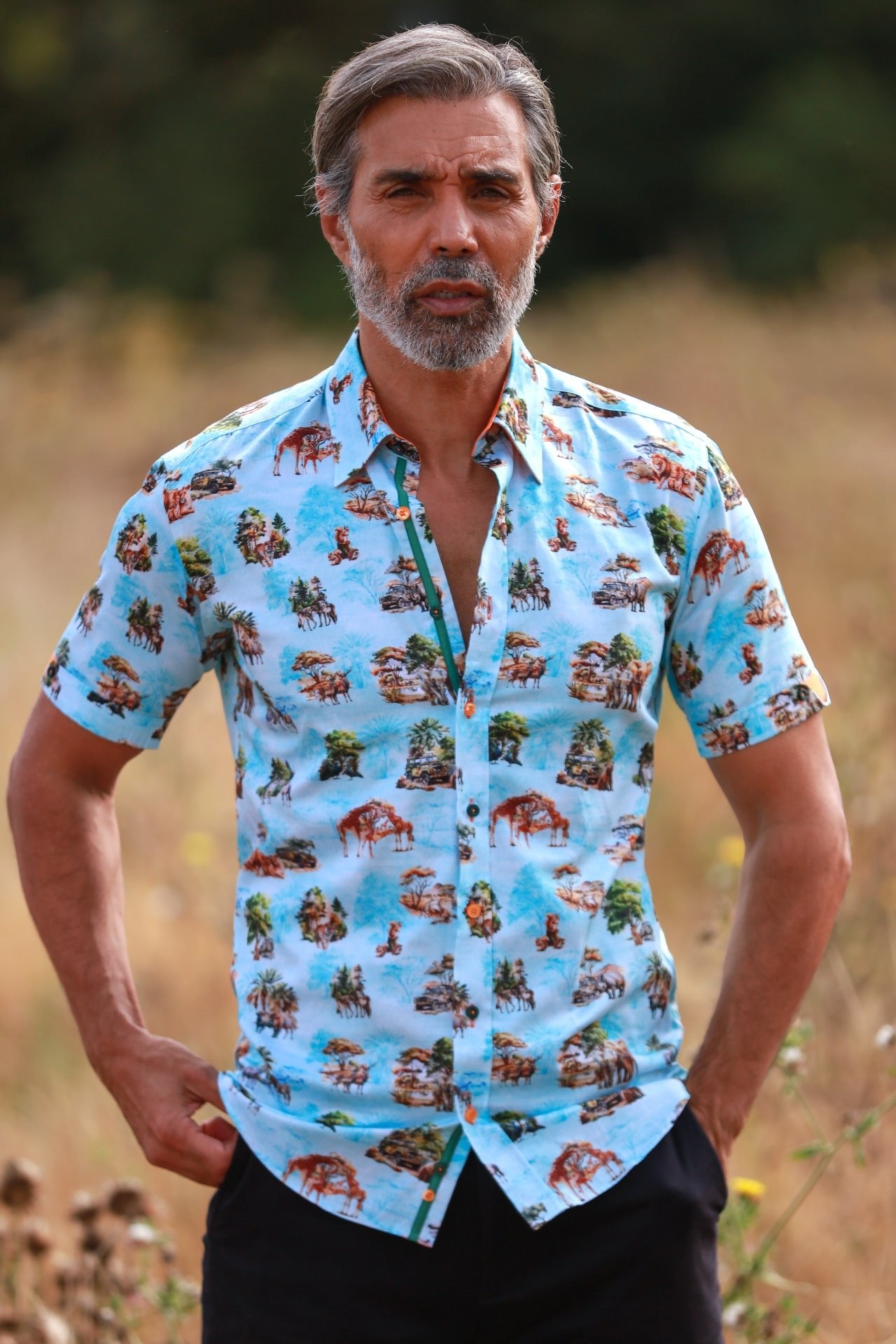 SAFARI ANIMAL PRINT SHORT SLEEVE SHIRT - Claudio Lugli Shirts