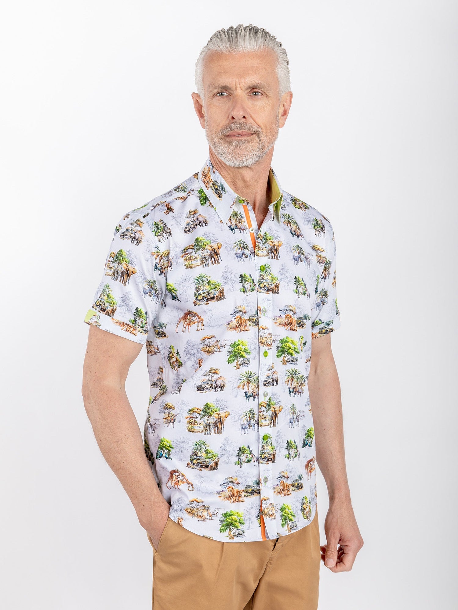 SAFARI ANIMAL PRINT SHORT SLEEVE SHIRT - Claudio Lugli Shirts