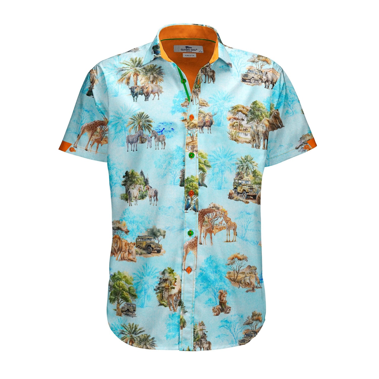 SAFARI ANIMAL PRINT SHORT SLEEVE SHIRT - Claudio Lugli Shirts
