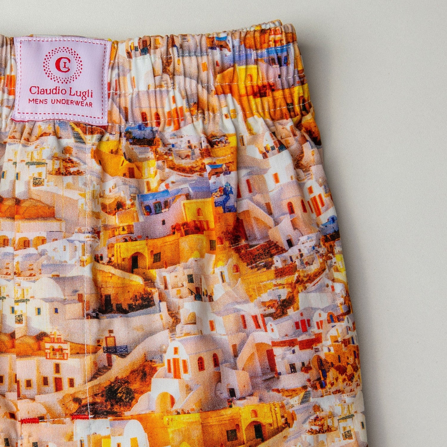 SANTORINI COTTON POPLIN PRINT BOXER SHORTS - Premium Men's Patterned Shirt by Claudio Lugli | Bold Design, Tailored Fit, Best Printed Shirts