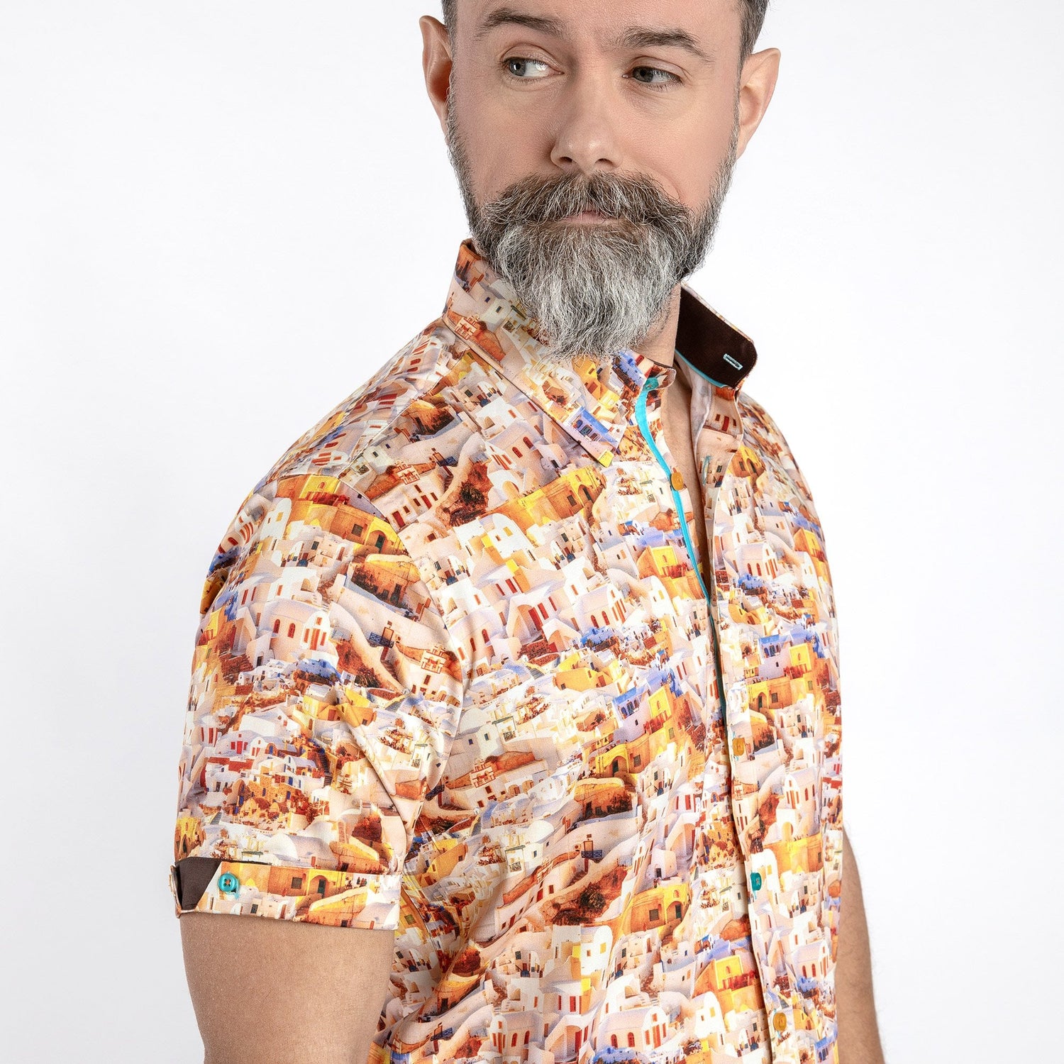 SANTORINI SHORT SLEEVE SHIRT - Premium Men's Patterned Shirt by Claudio Lugli | Bold Design, Tailored Fit, Best Printed Shirts