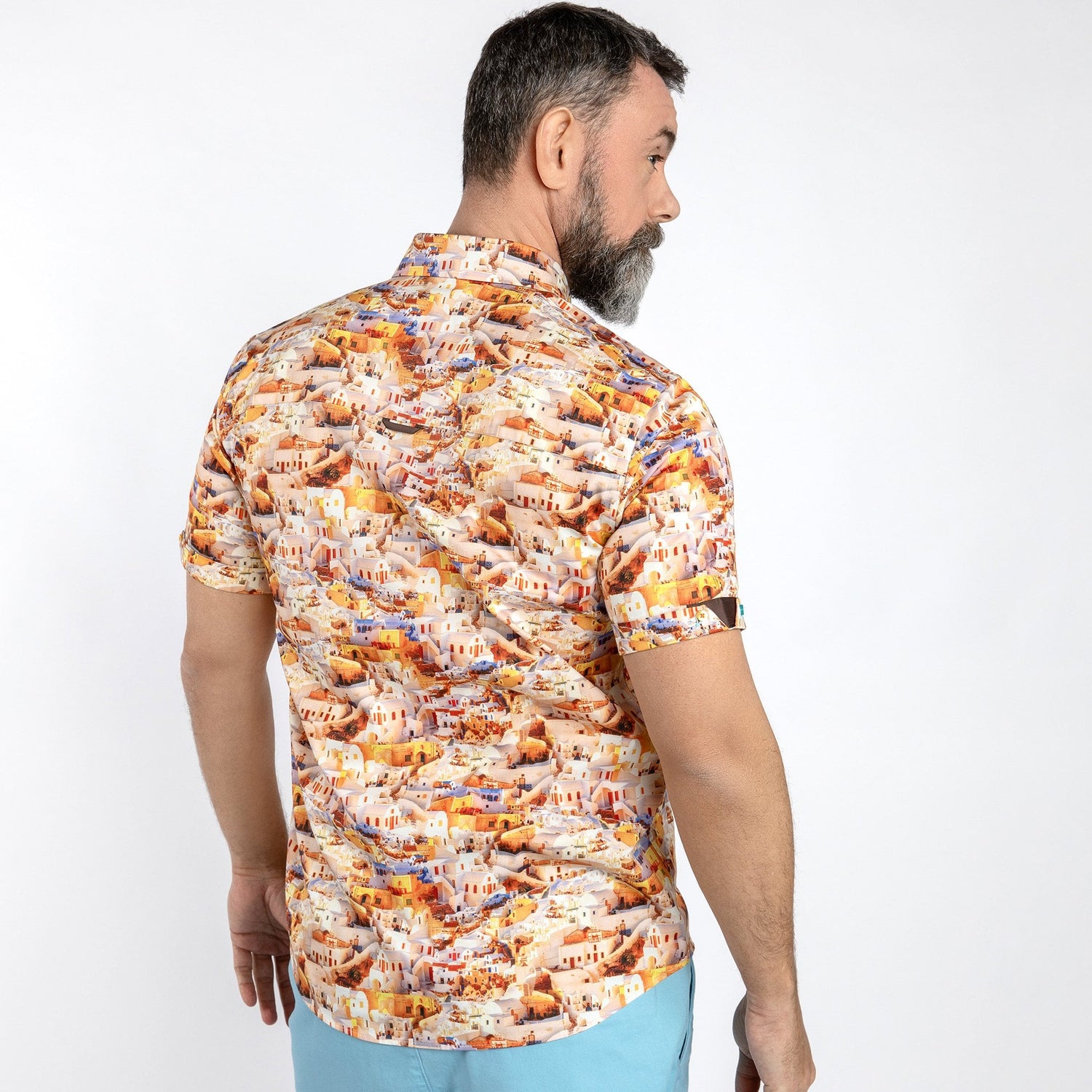 SANTORINI SHORT SLEEVE SHIRT - Premium Men's Patterned Shirt by Claudio Lugli | Bold Design, Tailored Fit, Best Printed Shirts