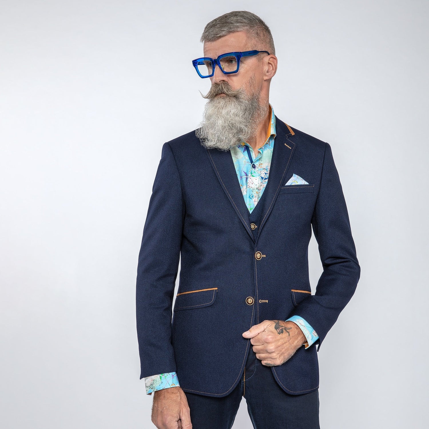 SIGNATURE EQUESTRIAN JACKET WITH FLIGHT MAP LINING - Premium Men's Patterned Shirt by Claudio Lugli | Bold Design, Tailored Fit, Best Printed Shirts