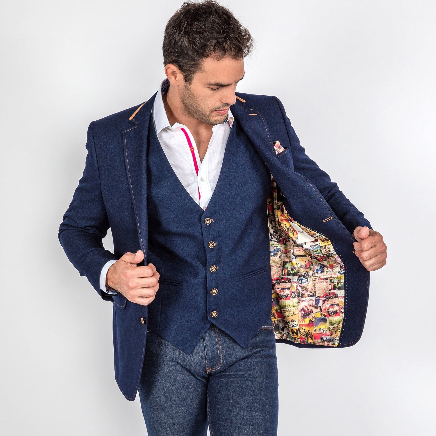 SIGNATURE EQUESTRIAN JACKET WITH MONACO LINING – Premium Men's Patterned Shirt by Claudio Lugli | Bold Design, Tailored Fit, Best Printed Shirts