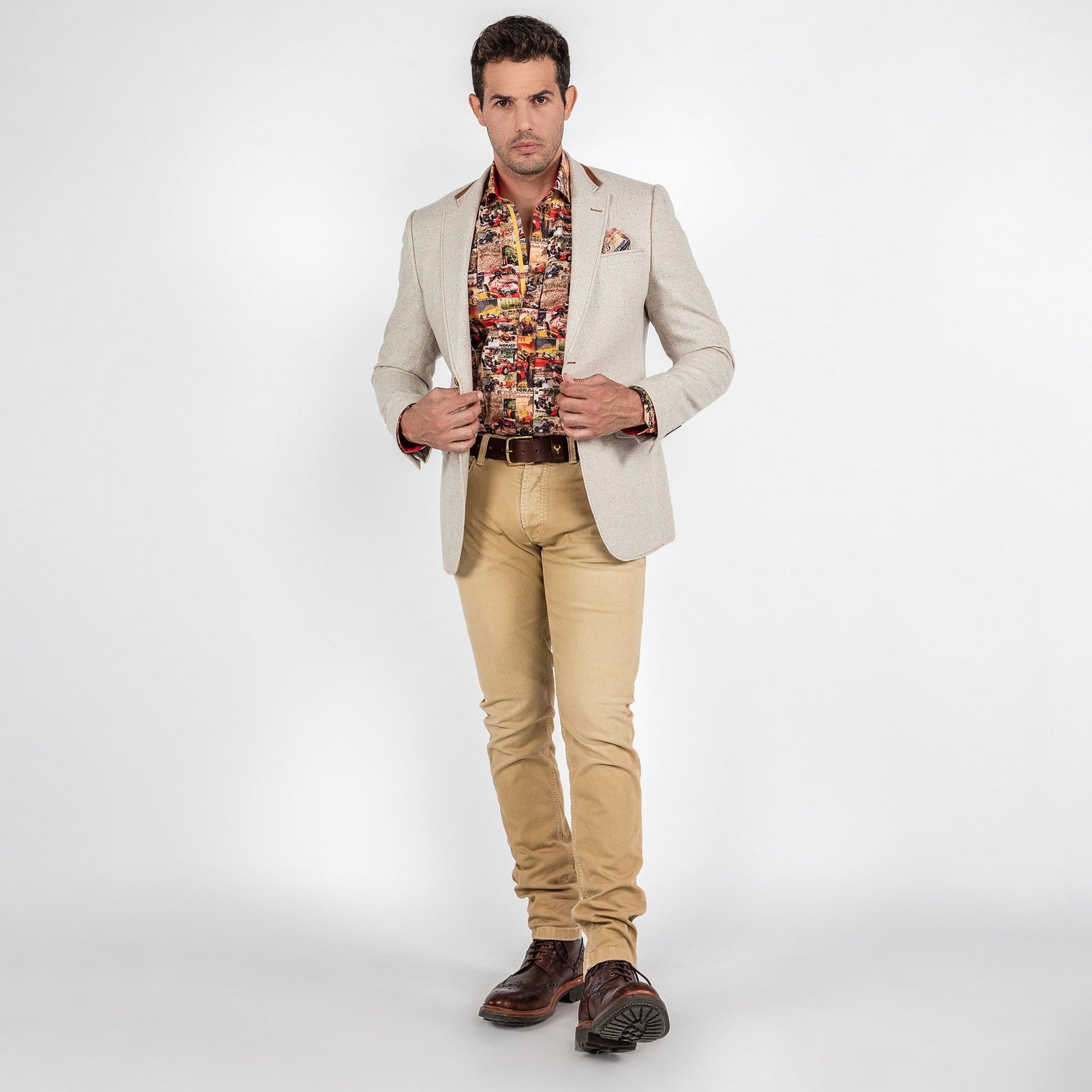 SIGNATURE EQUESTRIAN JACKET WITH MONACO LINING – Premium Men's Patterned Shirt by Claudio Lugli | Bold Design, Tailored Fit, Best Printed Shirts