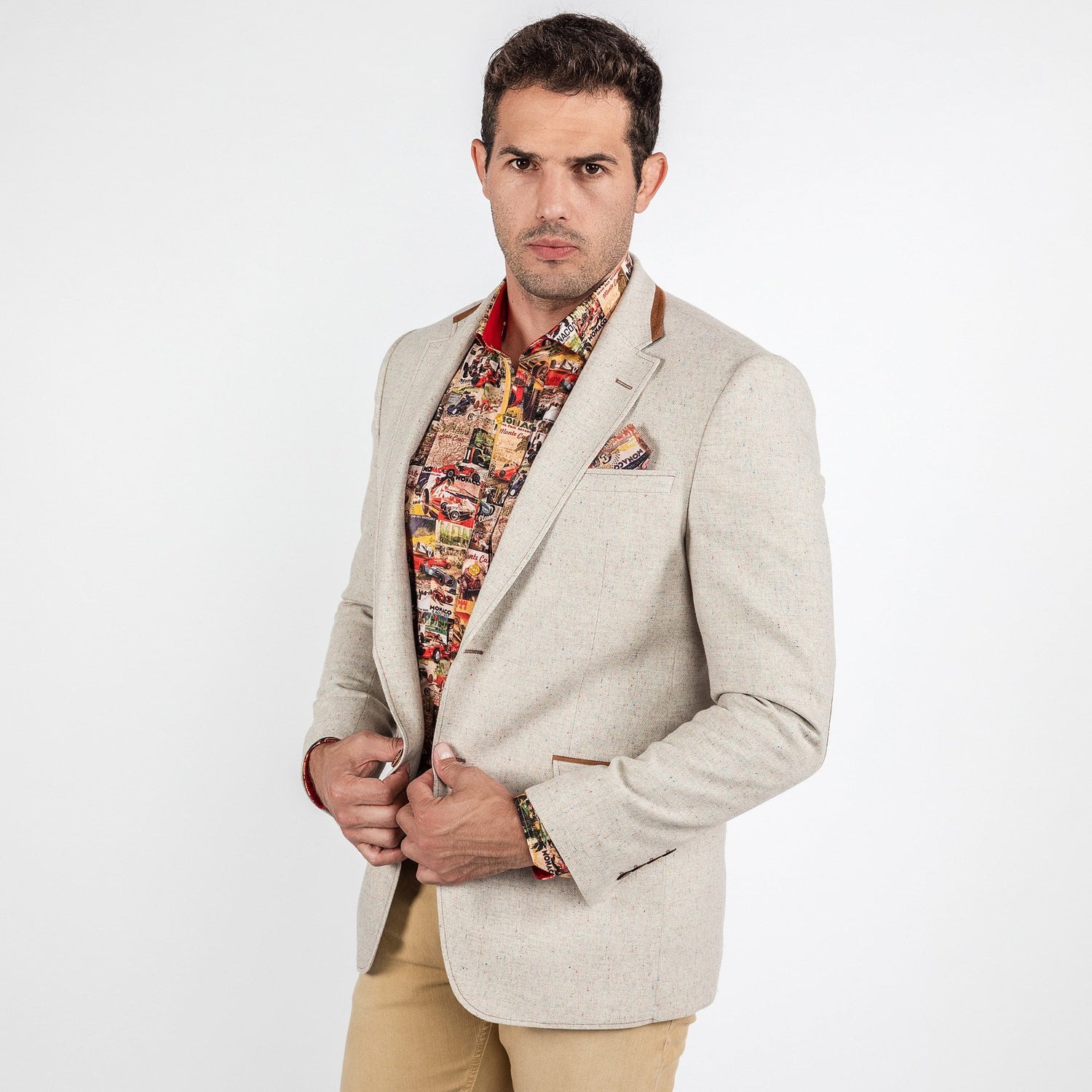 SIGNATURE EQUESTRIAN JACKET WITH MONACO LINING – Premium Men's Patterned Shirt by Claudio Lugli | Bold Design, Tailored Fit, Best Printed Shirts