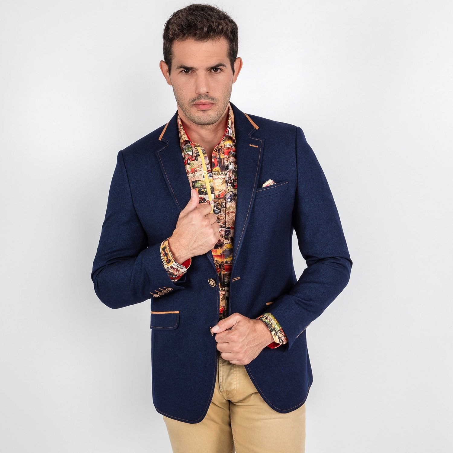 SIGNATURE EQUESTRIAN JACKET WITH MONACO LINING – Premium Men's Patterned Shirt by Claudio Lugli | Bold Design, Tailored Fit, Best Printed Shirts