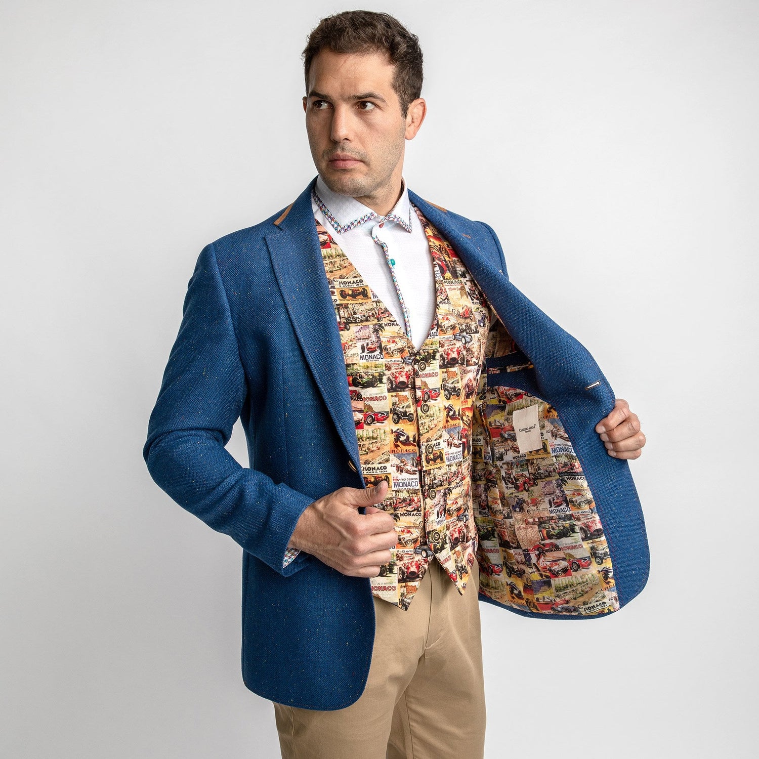 SIGNATURE EQUESTRIAN JACKET WITH MONACO LINING – Premium Men's Patterned Shirt by Claudio Lugli | Bold Design, Tailored Fit, Best Printed Shirts
