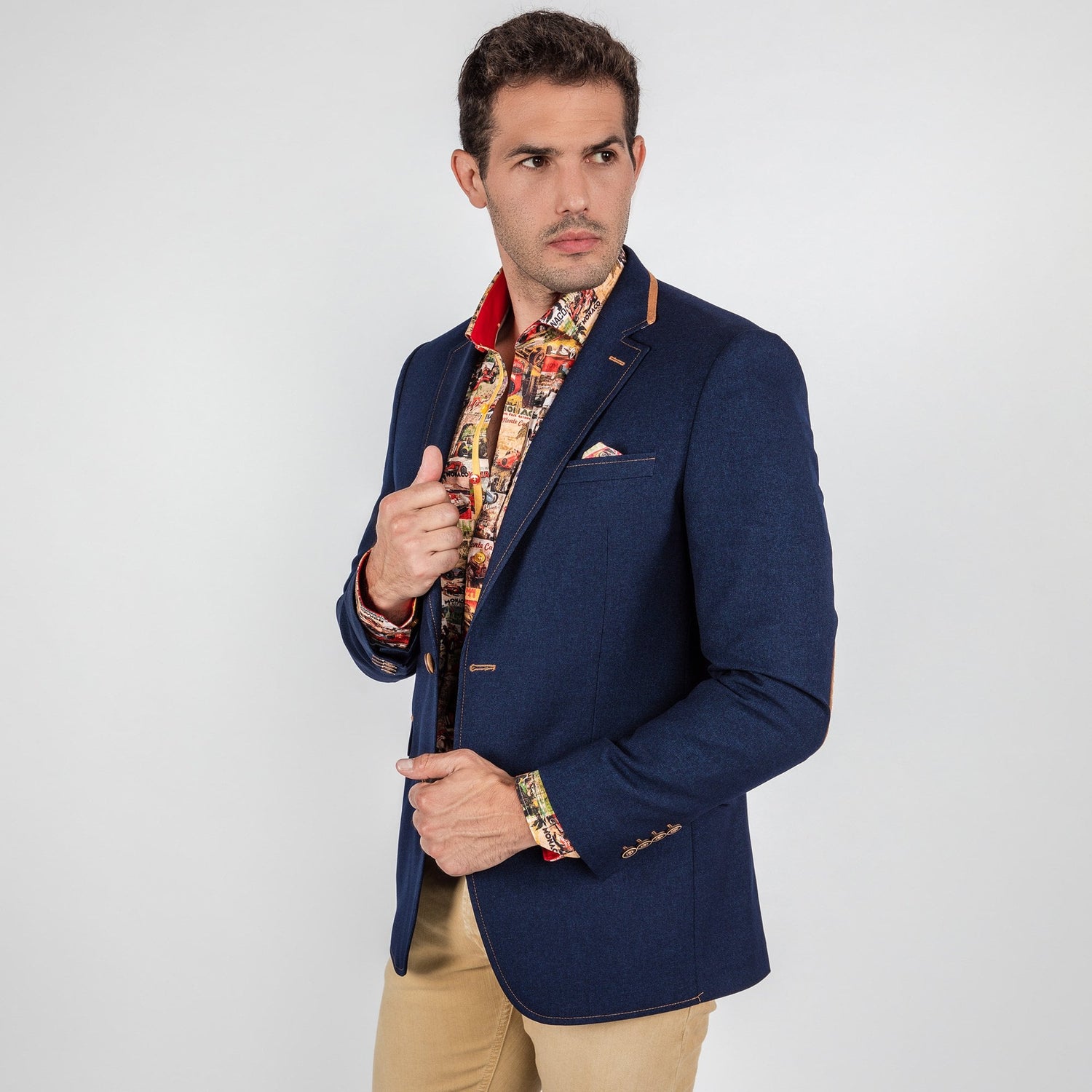 SIGNATURE EQUESTRIAN JACKET WITH MONACO LINING – Premium Men's Patterned Shirt by Claudio Lugli | Bold Design, Tailored Fit, Best Printed Shirts