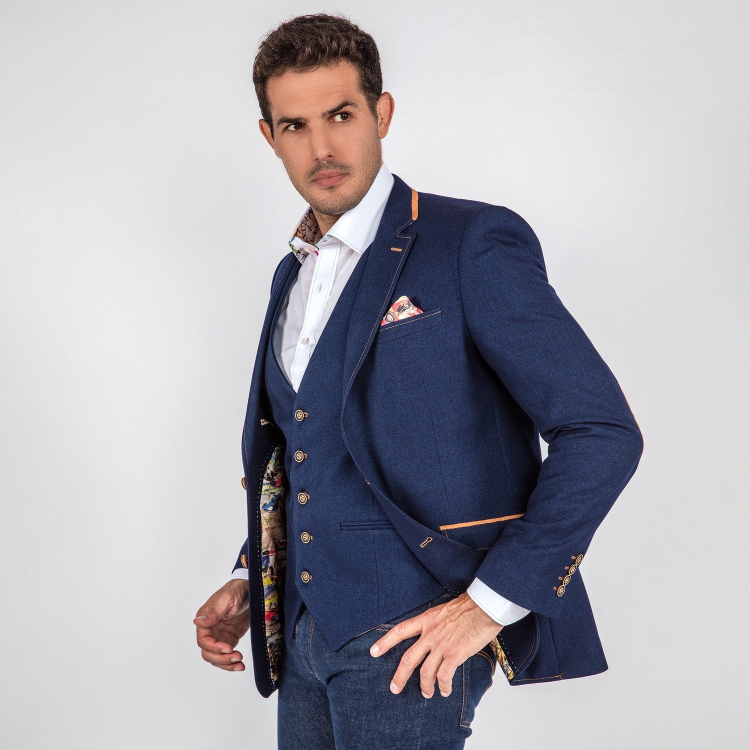 SIGNATURE EQUESTRIAN JACKET WITH MONACO LINING – Premium Men's Patterned Shirt by Claudio Lugli | Bold Design, Tailored Fit, Best Printed Shirts