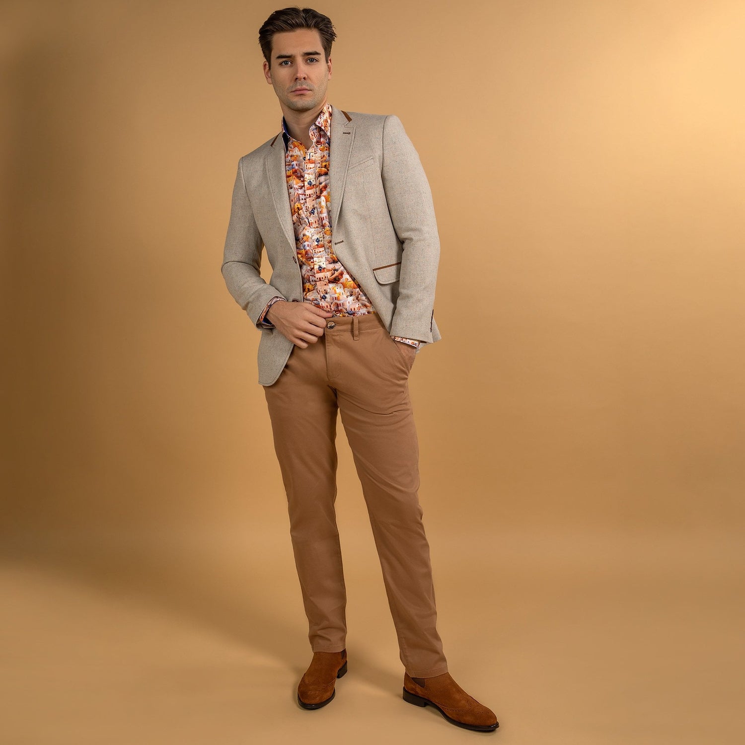 SIGNATURE EQUESTRIAN JACKET WITH SANTORINI LINING - Premium Men's Patterned Shirt by Claudio Lugli | Bold Design, Tailored Fit, Best Printed Shirts