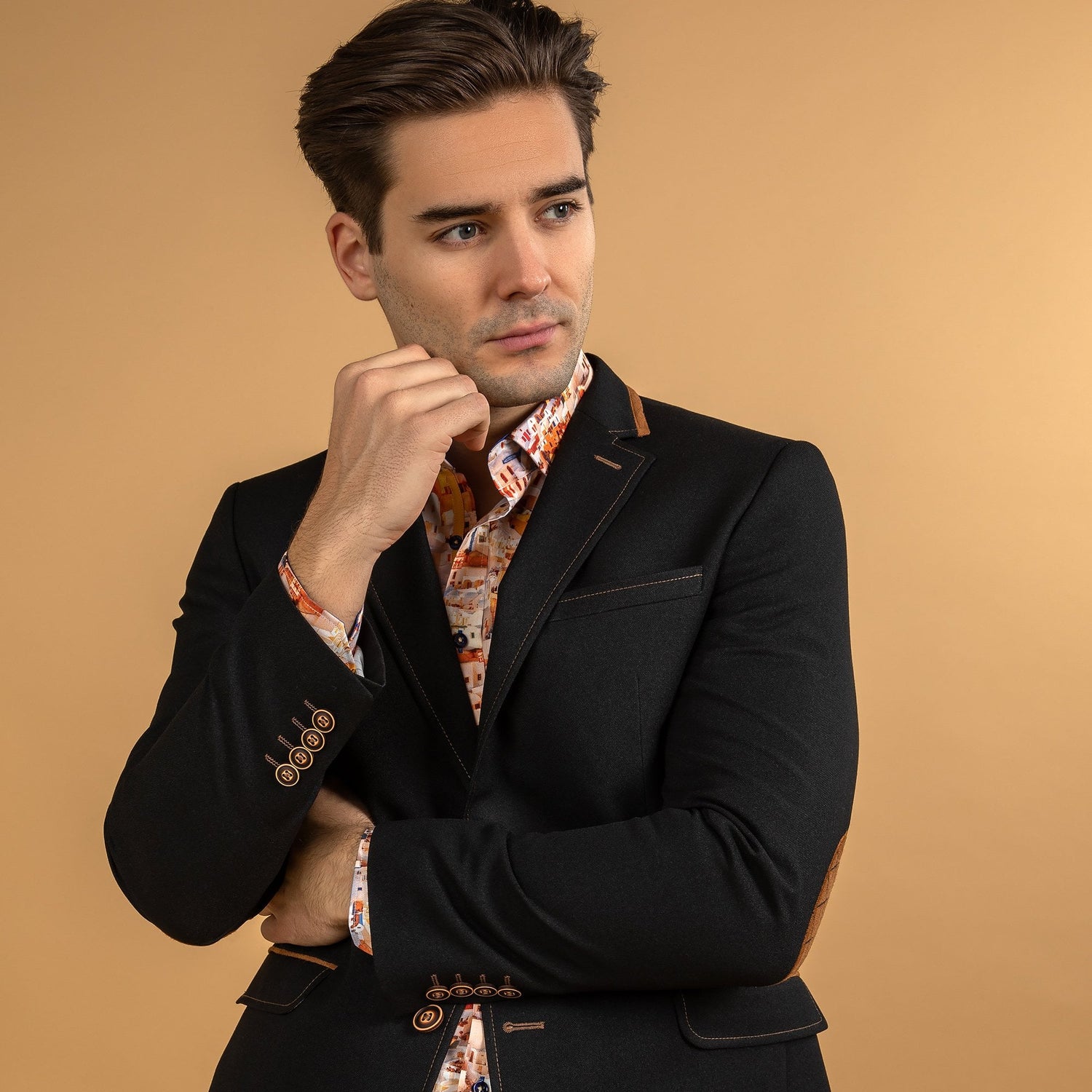 SIGNATURE EQUESTRIAN JACKET WITH SANTORINI LINING - Premium Men's Patterned Shirt by Claudio Lugli | Bold Design, Tailored Fit, Best Printed Shirts