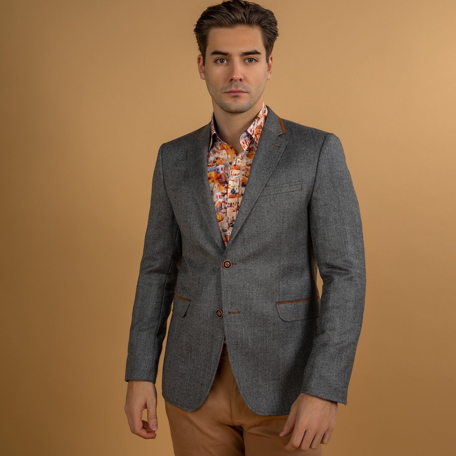 SIGNATURE EQUESTRIAN JACKET WITH SANTORINI LINING - Premium Men's Patterned Shirt by Claudio Lugli | Bold Design, Tailored Fit, Best Printed Shirts