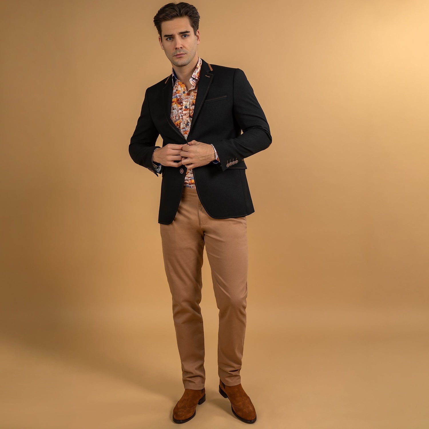 SIGNATURE EQUESTRIAN JACKET WITH SANTORINI LINING - Premium Men's Patterned Shirt by Claudio Lugli | Bold Design, Tailored Fit, Best Printed Shirts