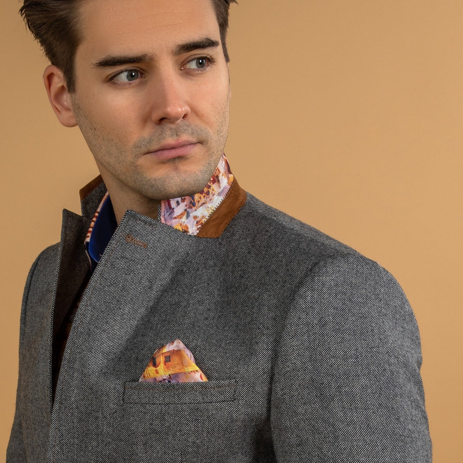 SIGNATURE EQUESTRIAN JACKET WITH SANTORINI LINING - Premium Men's Patterned Shirt by Claudio Lugli | Bold Design, Tailored Fit, Best Printed Shirts